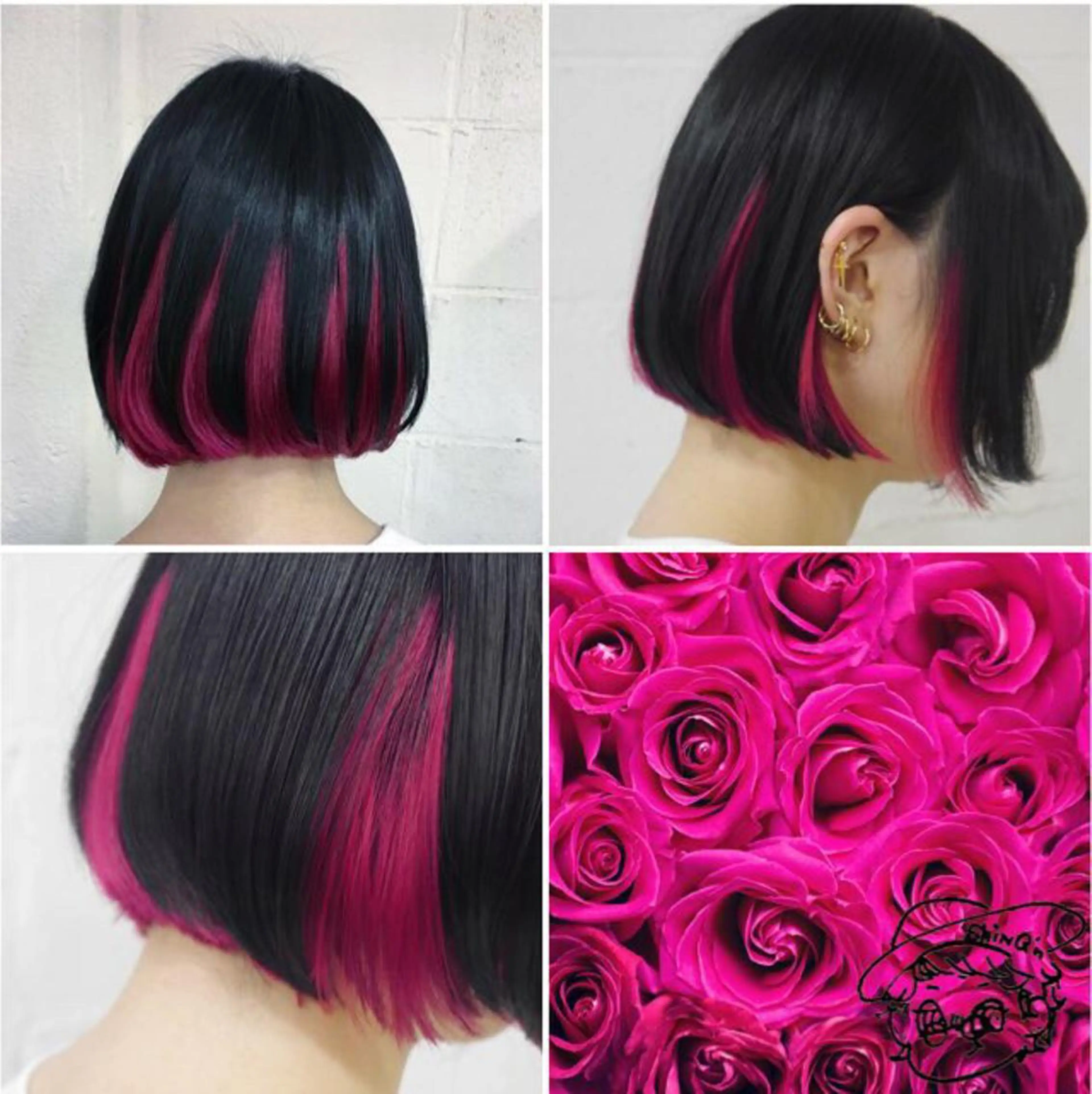 ショート カラー ブリーチ インナーカラー ピンクカラー ローズカラー ヘアカラー トリートメント "PEPPU "所属・派手髪、ハイトーン ショートヘアShinのヘアスタイル