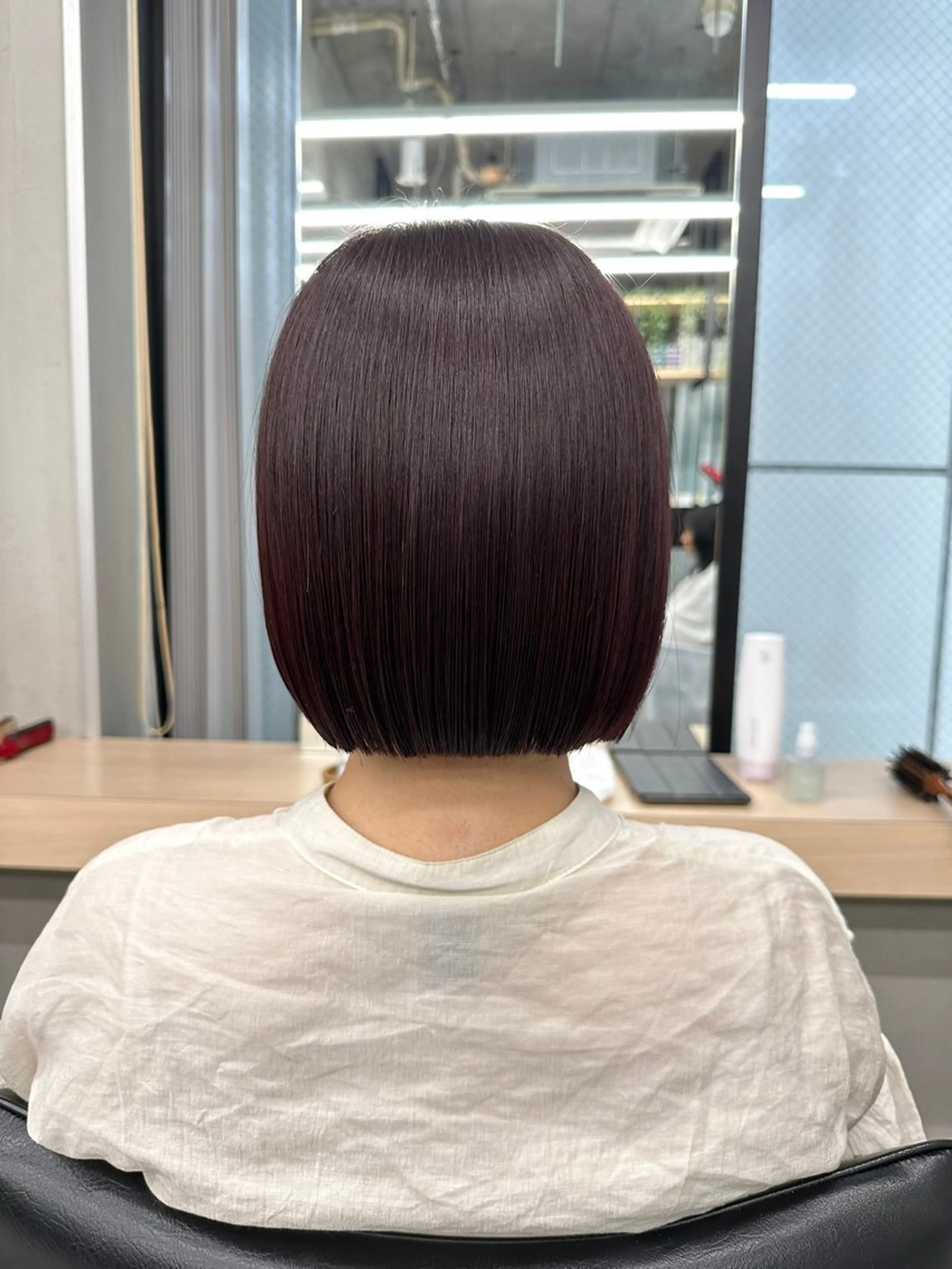 ショート カット ヘアカラー 切りっぱなしボブ/ 小顔ボブNANAのヘアスタイル