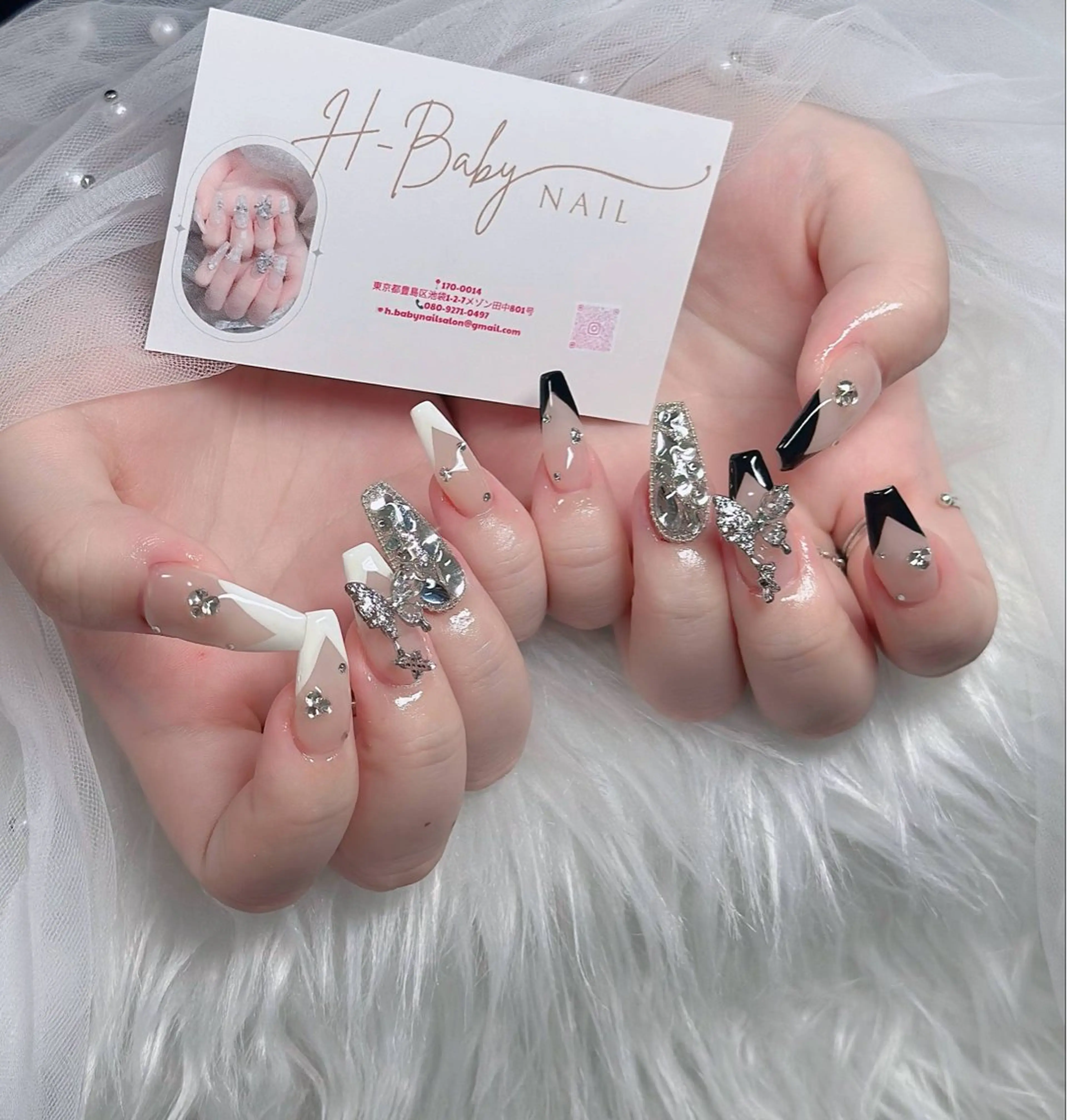 ネイル オーロラネイル フレンチネイル ジェルネイル ハロウィン キラキラネイル ハンドネイル H.baby Nail Salonのネイルデザイン