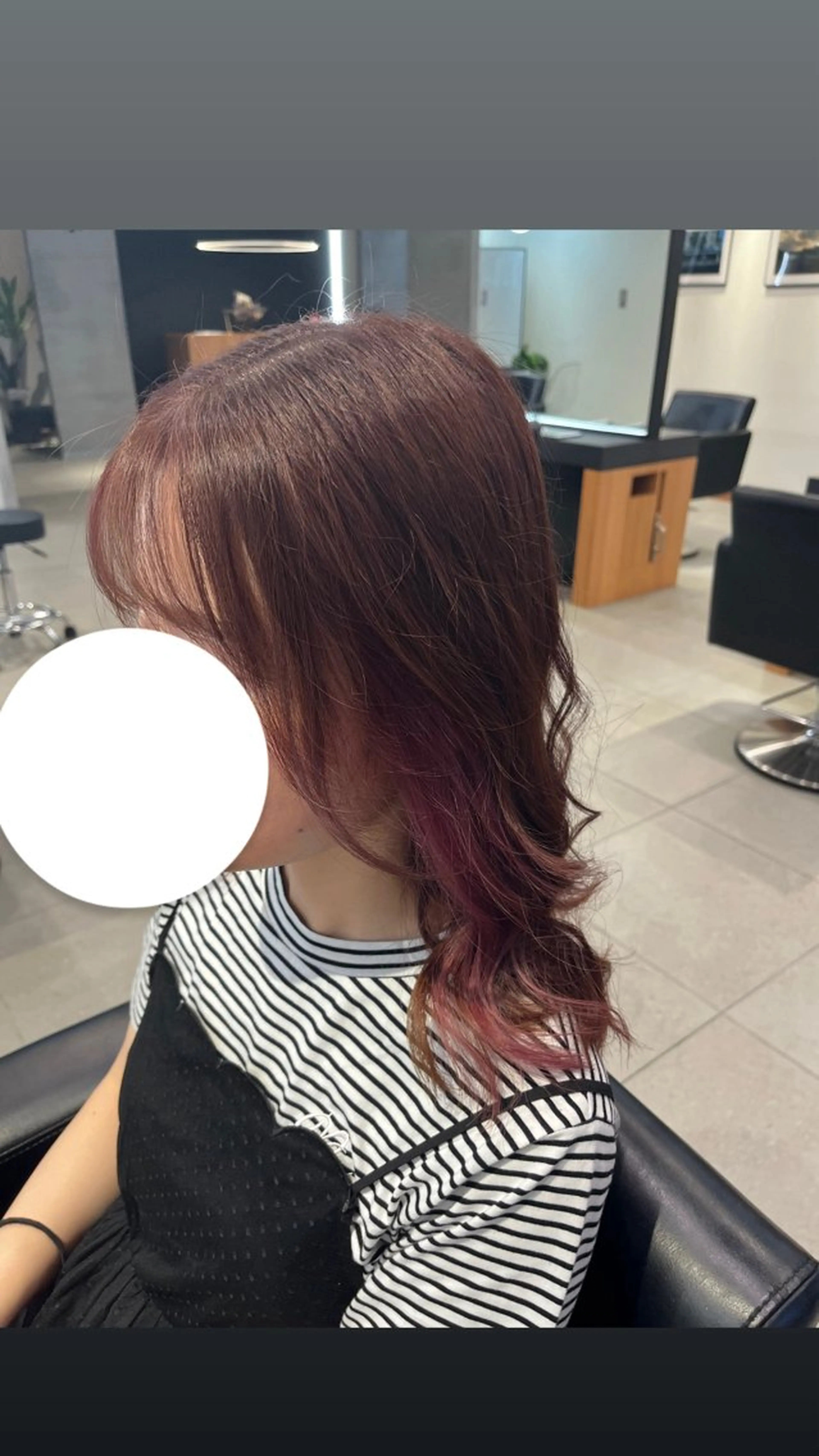 セミロング カラー ブラウンカラー インナーカラー ピンクカラー ピンクブラウン ERII (ému） 伏見・栄/カット無料のヘアスタイル