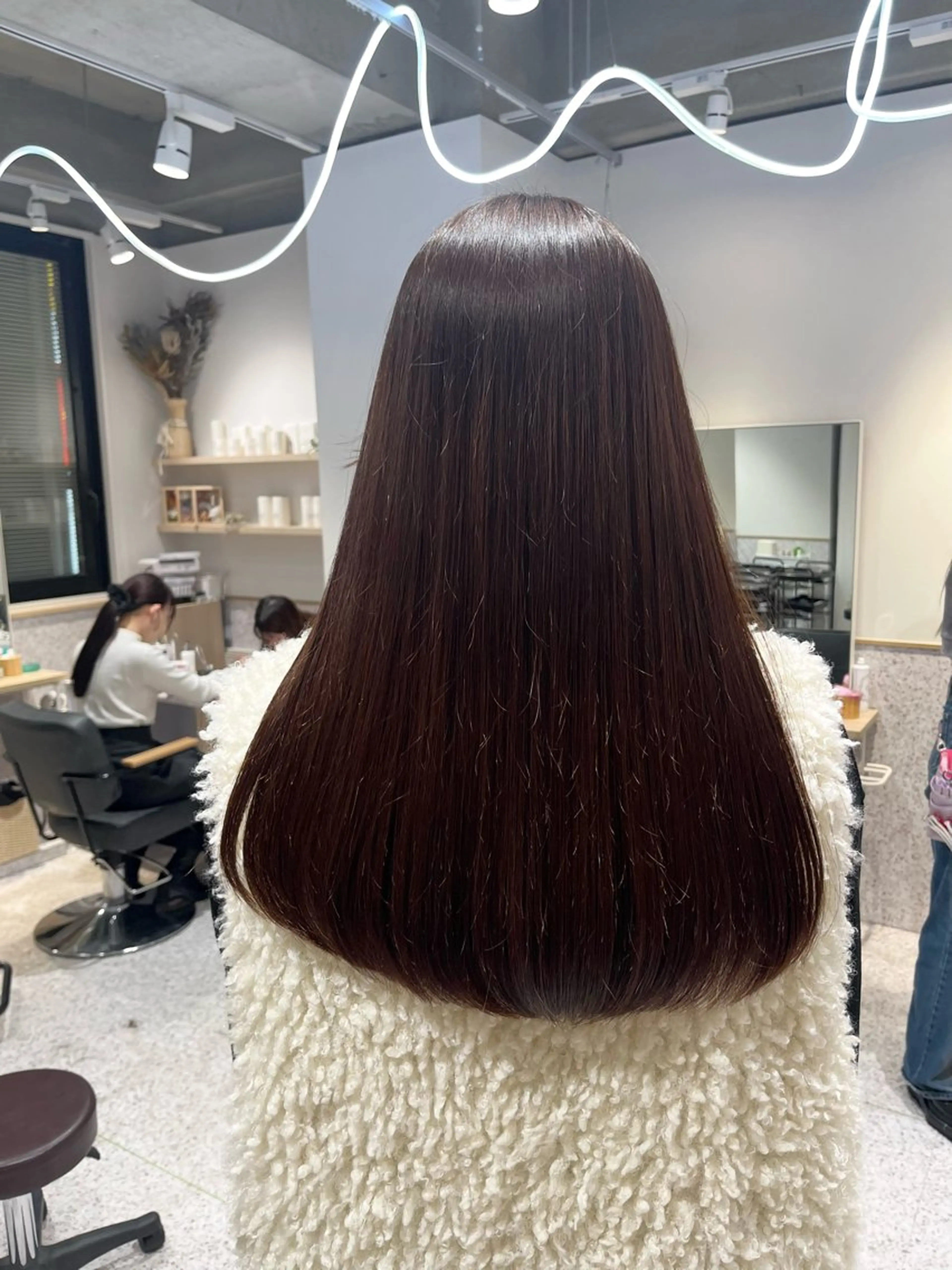 ロング 顔周りカット 髪質改善 韓国風ヘア 縮毛矯正 浴衣 カット トリートメント 髪質改善&艶カラー/ ほんだあみ (♡)のヘアスタイル