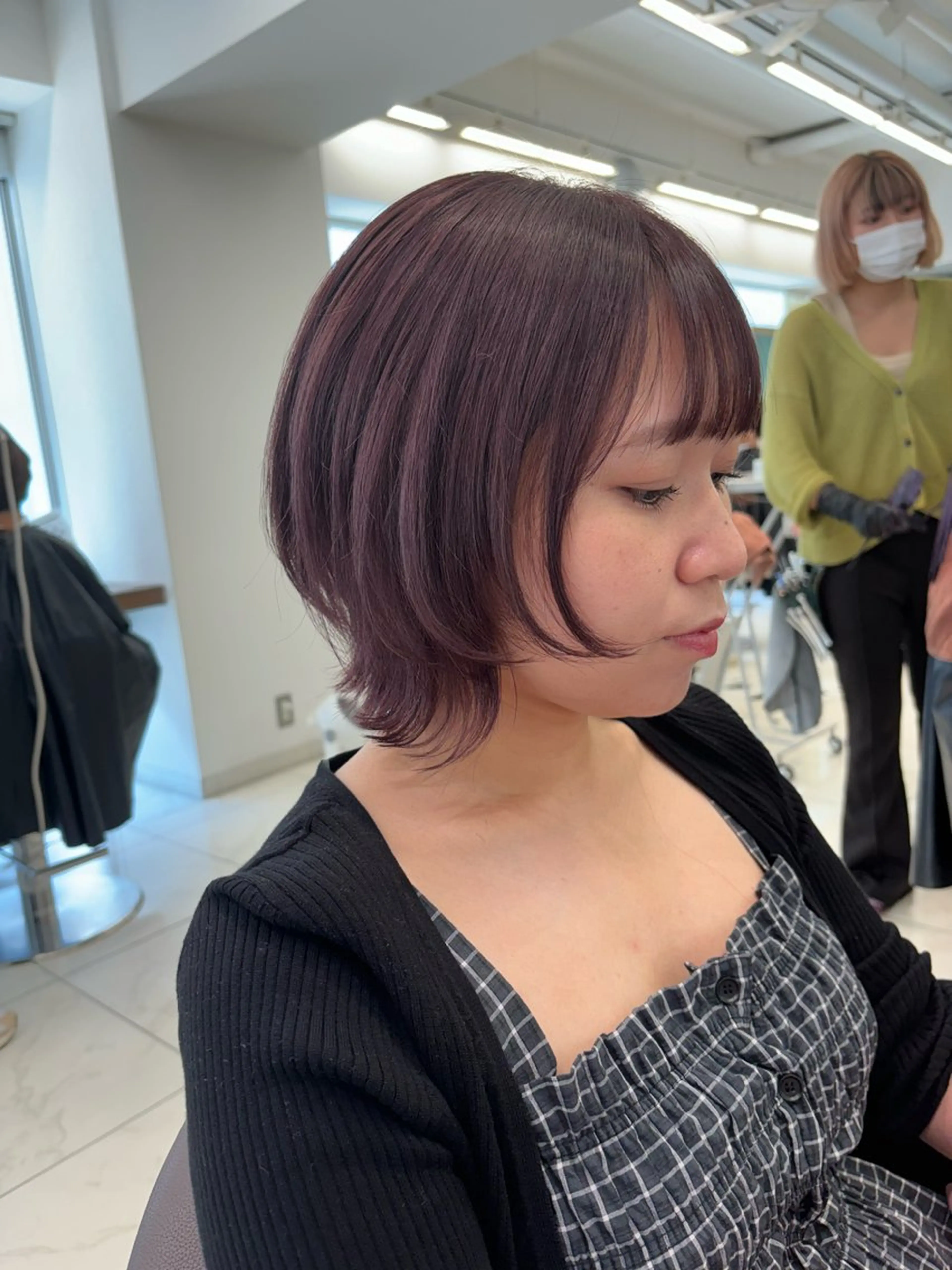 ショート カラー ボブレイヤー ラベンダーカラー ラベンダーピンク ピンクカラー ボブ カット ヘアカラー 西山梨々/ボブ/ ショート/レイヤーのヘアスタイル