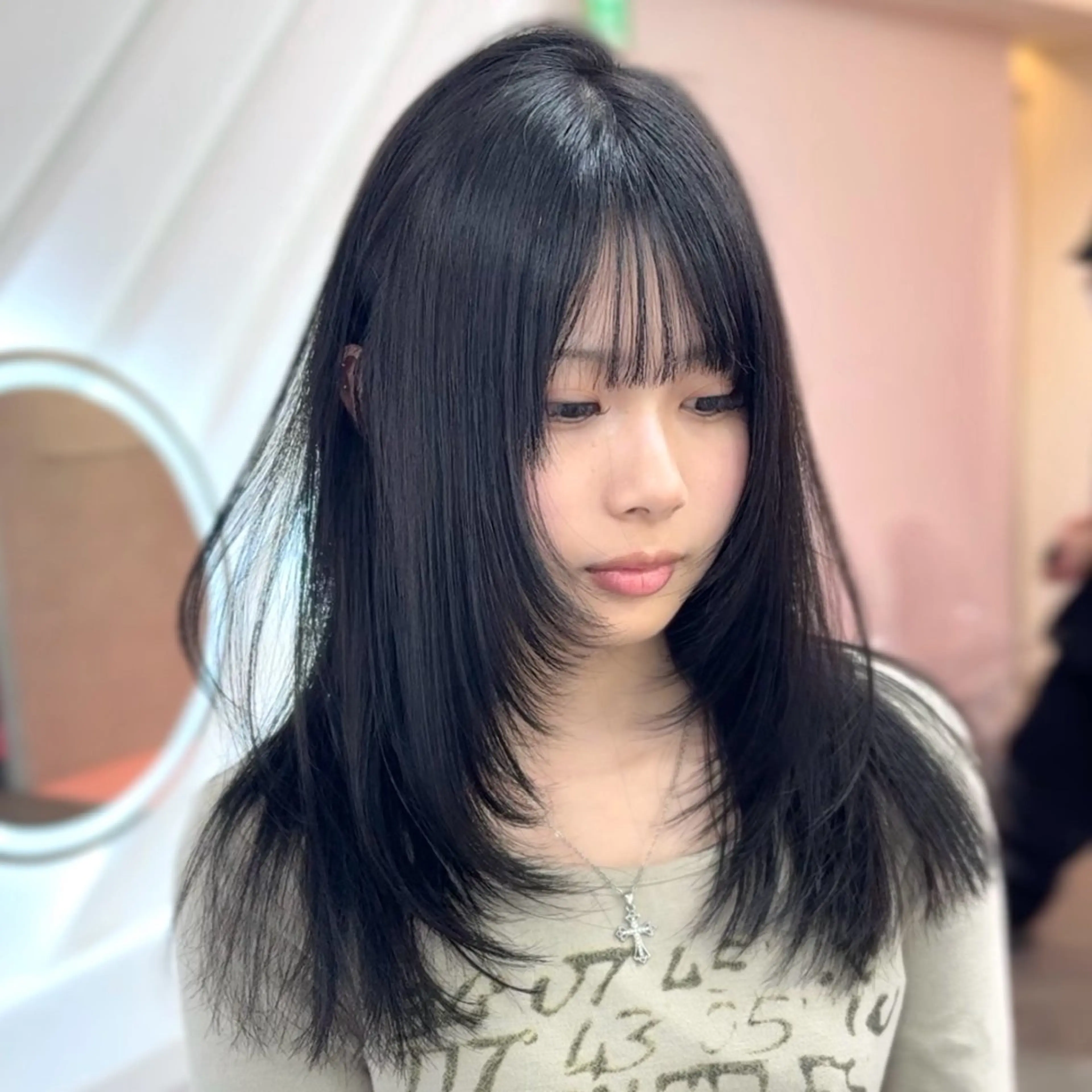 ロング カラー カット ヘアカラー トリートメント ヘッドスパ 山崎/韓国縮毛矯正 レイヤー髪質改善のヘアスタイル