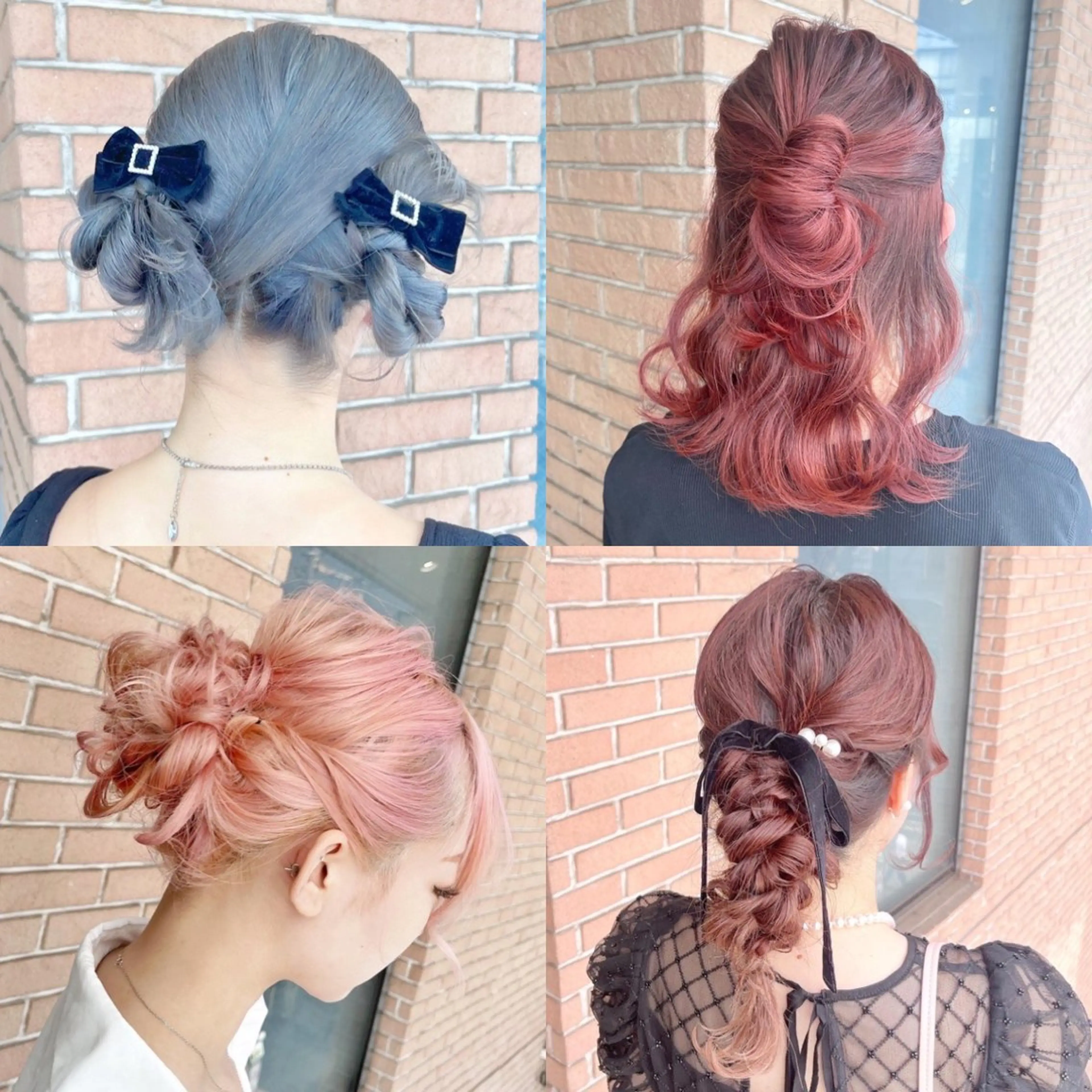セミロング カラー ヘアアレンジ ヘアセット ピンクカラー🩷 ヘアセットＮＯ.1のヘアスタイル