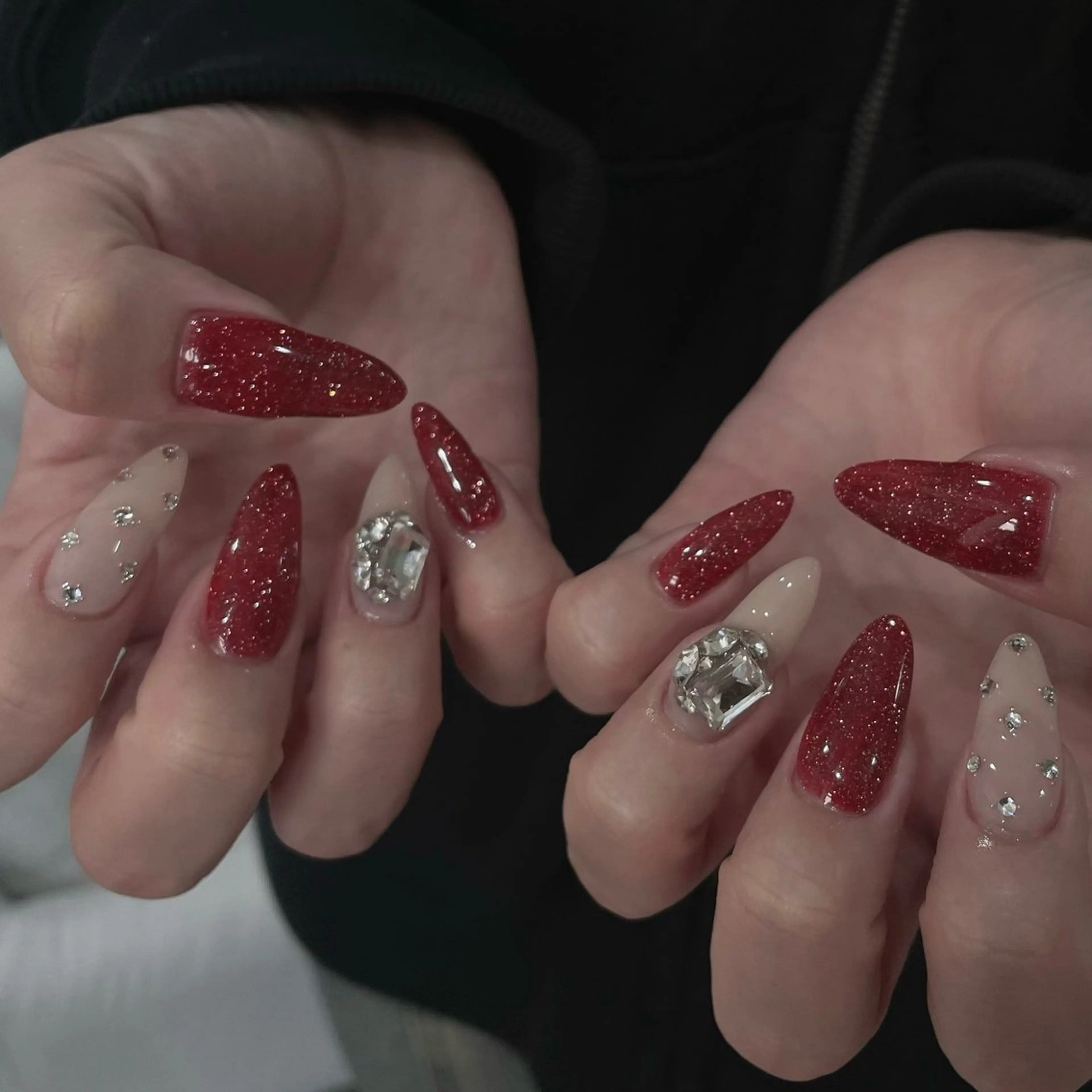 ネイル フラッシュネイル 赤色 ハンドネイル Ricnail☾ ayanoのネイルデザイン