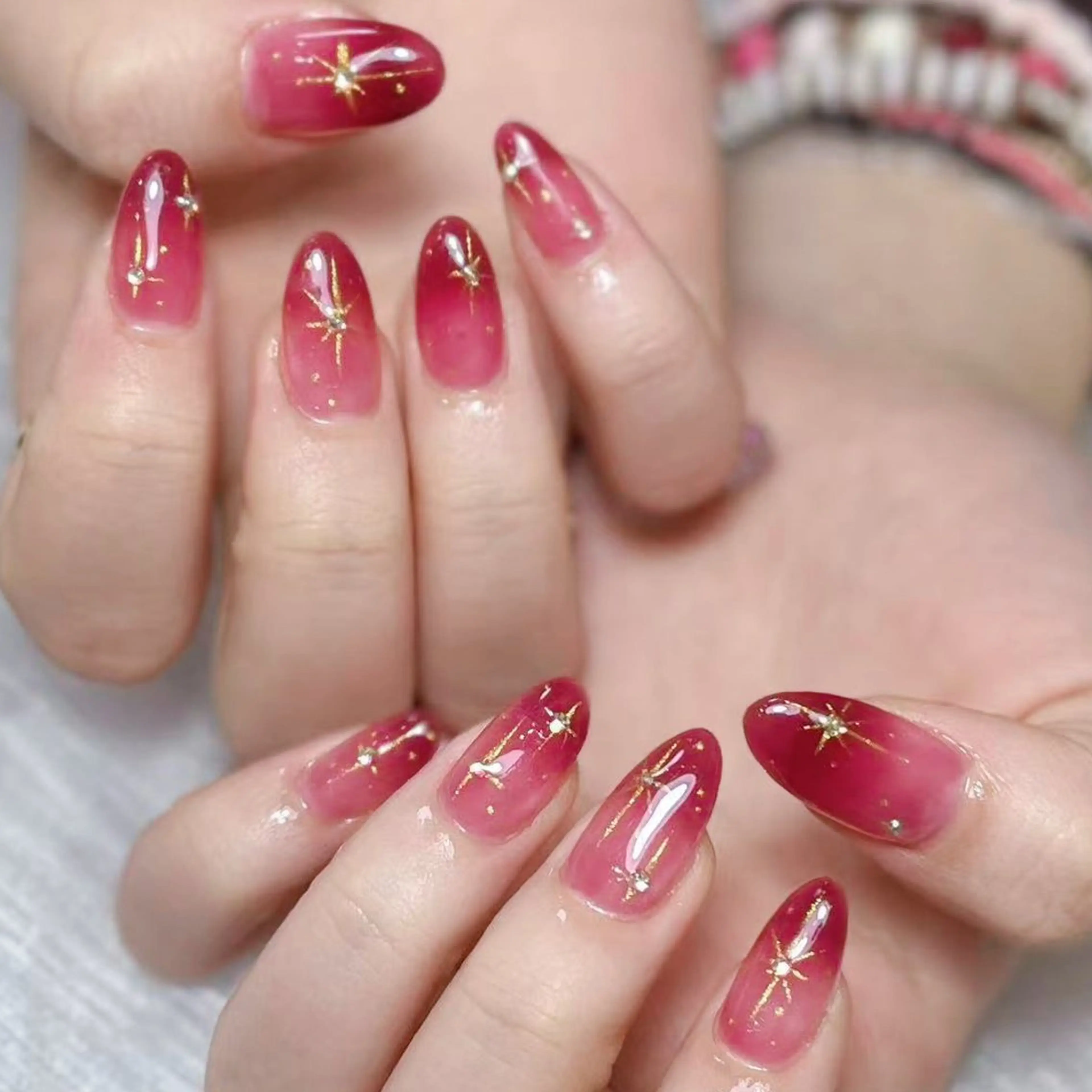 ミディアム 韓国風ヘア ハンドネイル DIAMOND Nail☁️のネイルデザイン