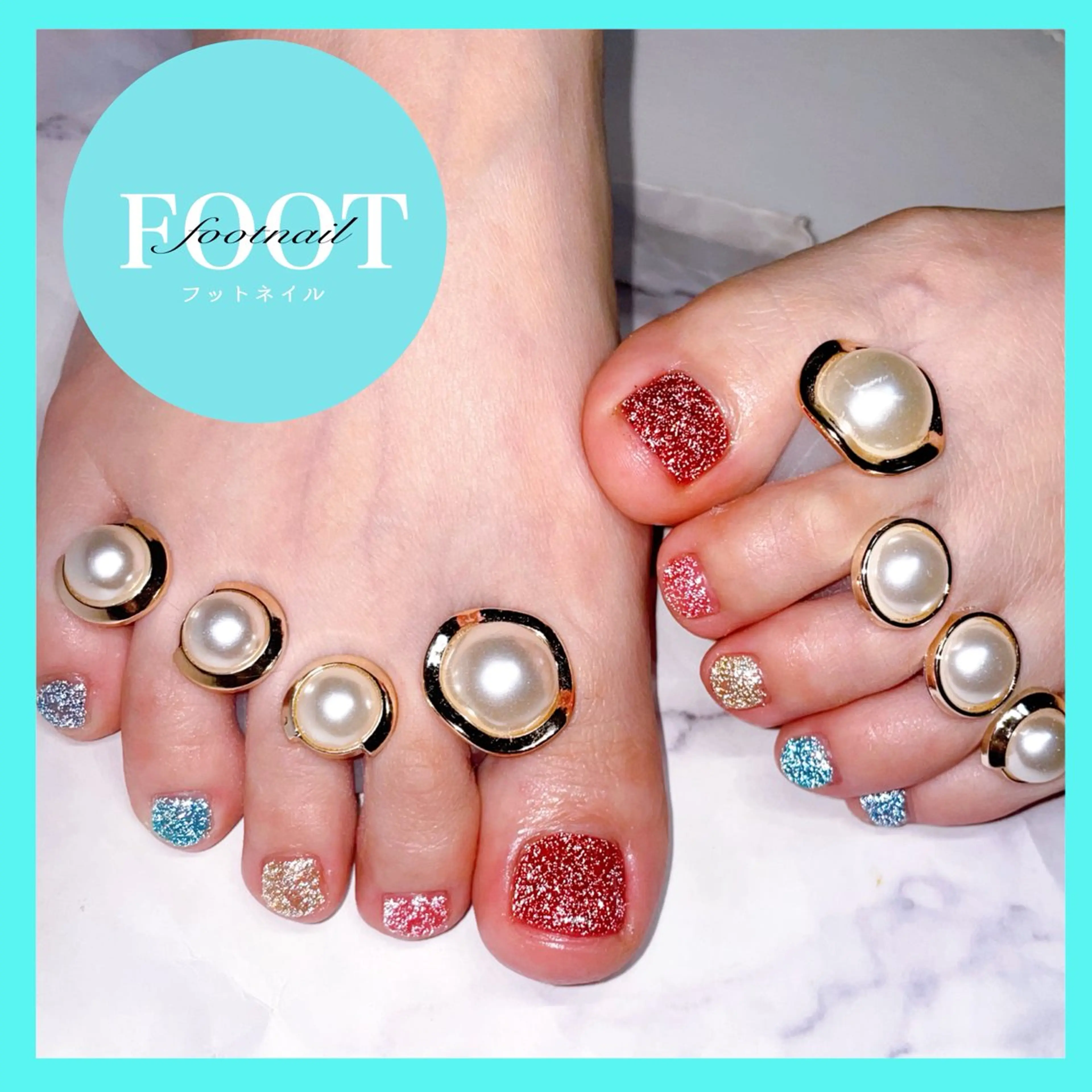 フット🦶🏽💅マグネットorフラッシュワンカラー🩵(オフ込)の写真