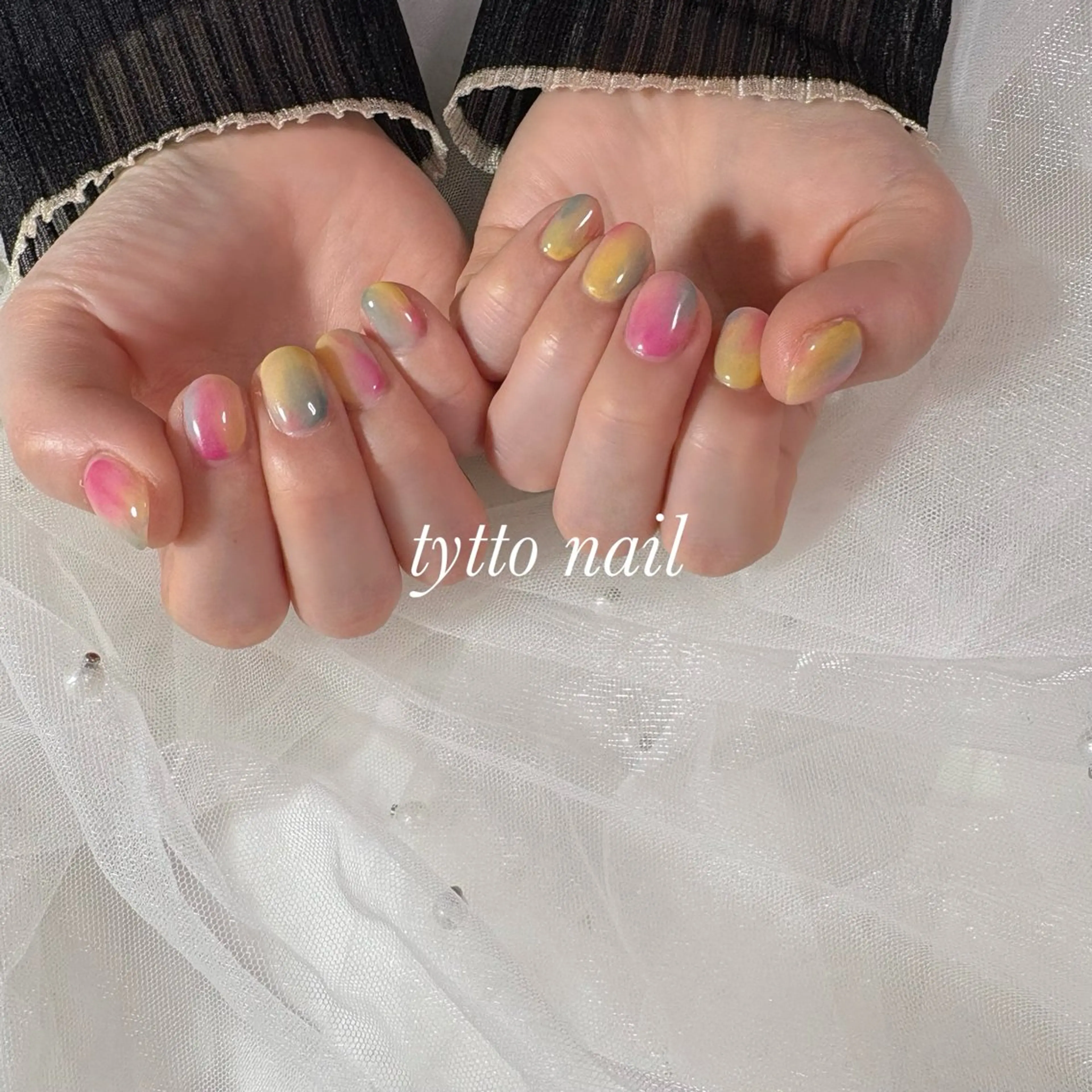 ネイル グラデーション 韓国ネイル ニュアンスネイル ワンカラーネイル ショートネイル tytto nail ❤︎‪‪eri‪‪のネイルデザイン