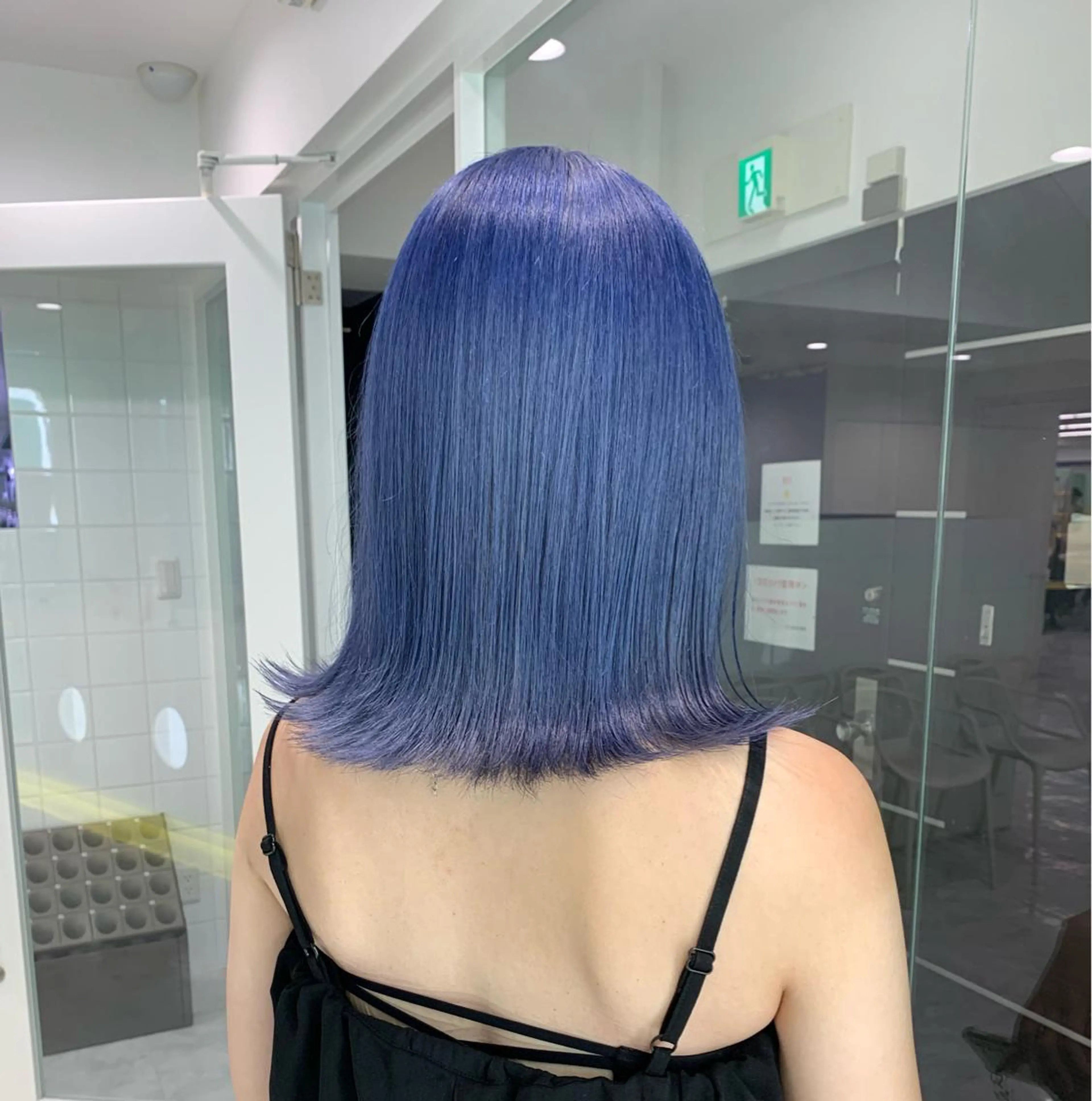 セミロング カラー 黒髪 ブルーカラー ブルーブラック ブルーラベンダー ラベンダーカラー 🪞ハイトーン🪞 🤍waka🤍のヘアスタイル