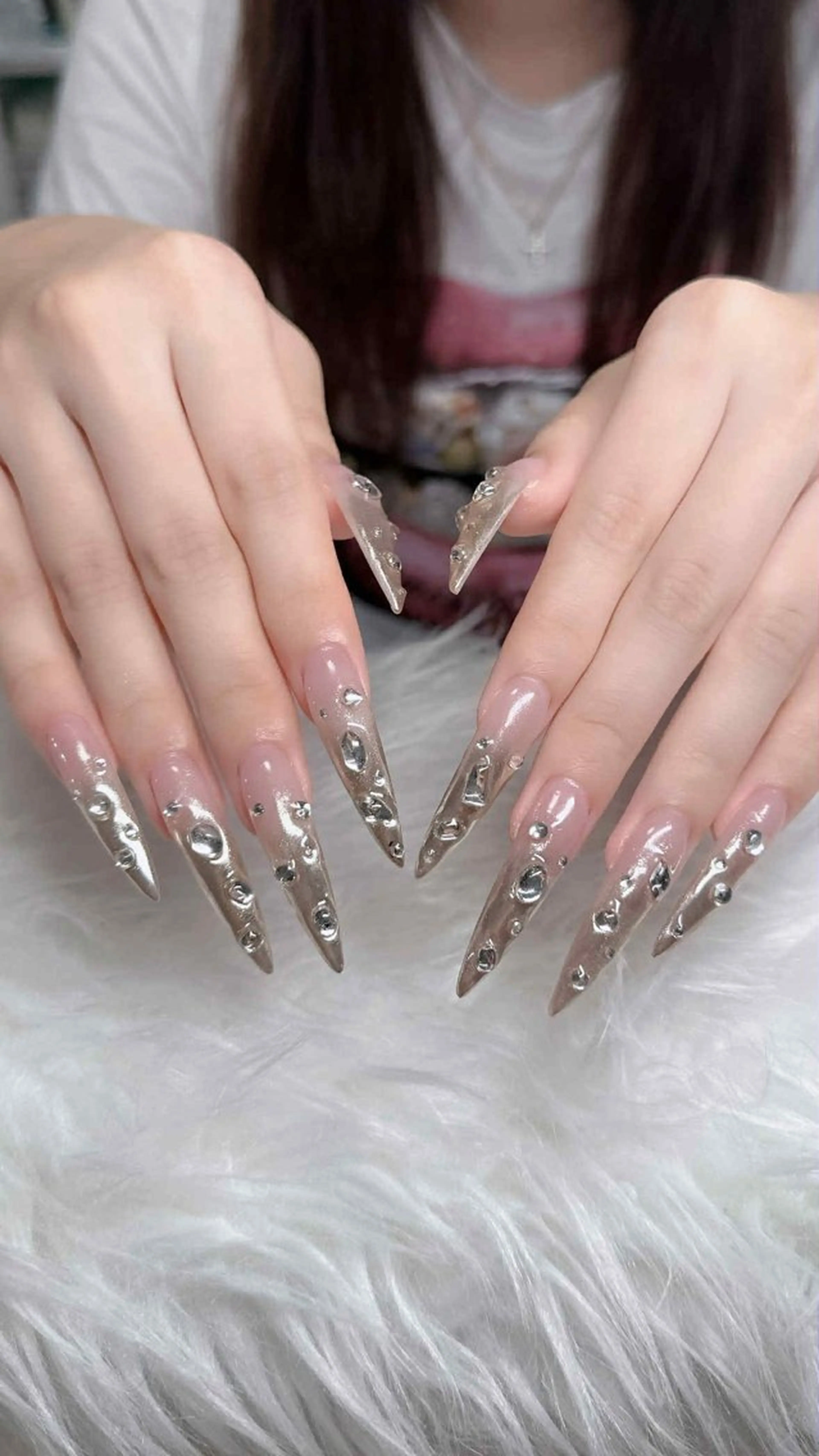 ネイル フレンチネイル ジェルネイル ガラスフレンチ ハロウィン ハート ハンドネイル H.baby Nail Salonのネイルデザイン