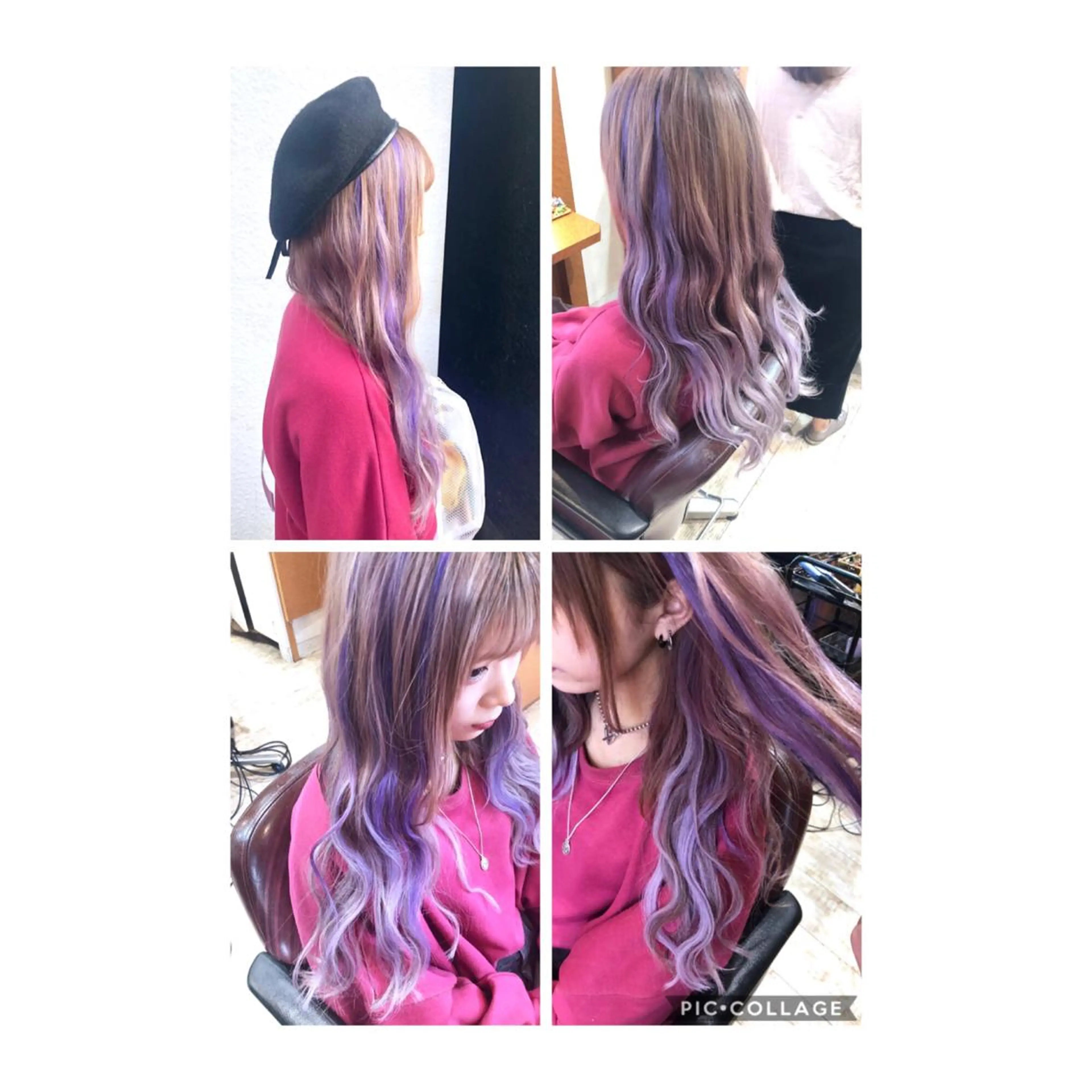 ロング カラー シールエクステ ラベンダーカラー ラベンダーピンク ピンクカラー パープルカラー TRUNS髪質改善所属・100%髪質改善特化 TRUNSのヘアスタイル