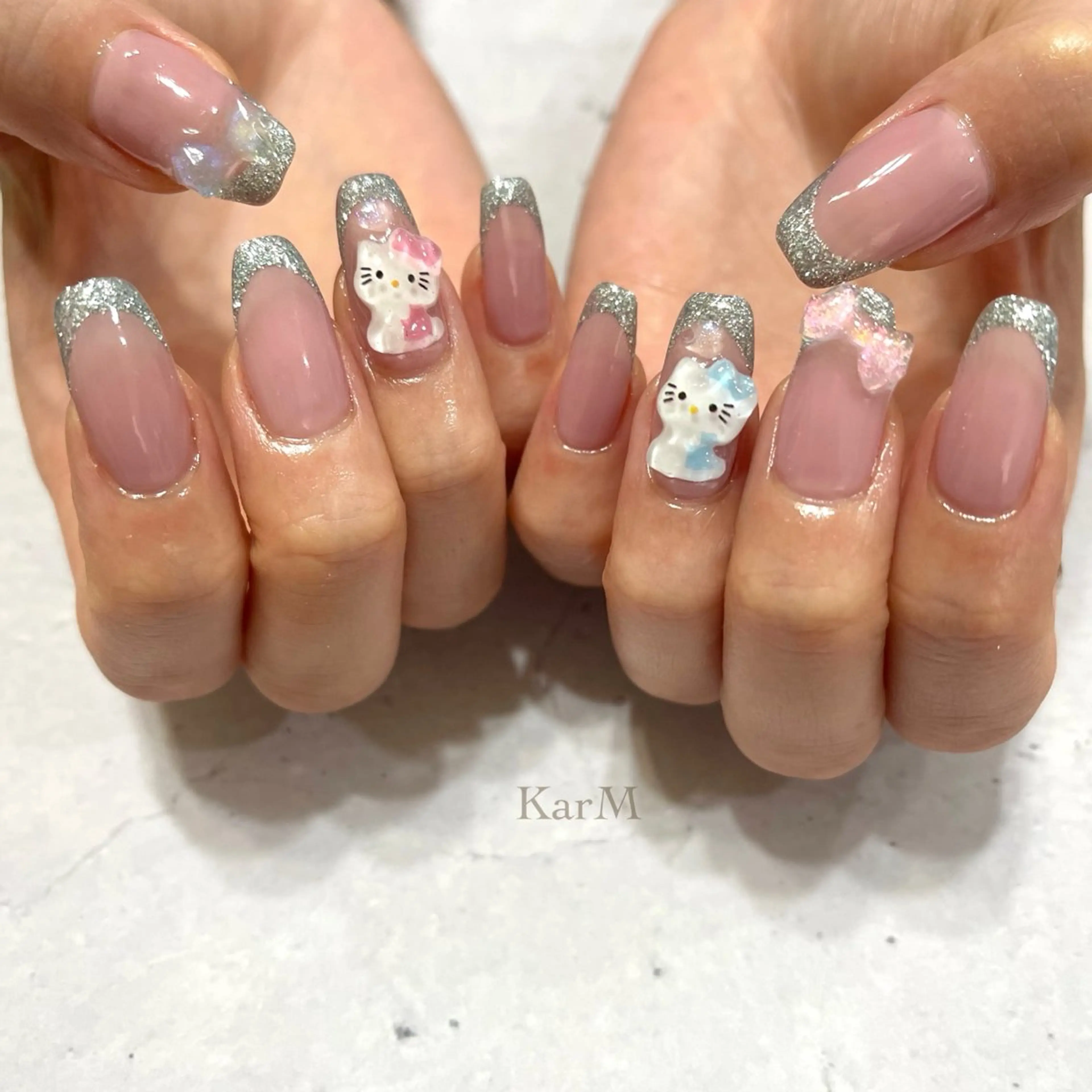 ネイル オーロラネイル チークネイル フレンチネイル 韓国ネイル マグネットネイル ハンドネイル ogino karinのネイルデザイン