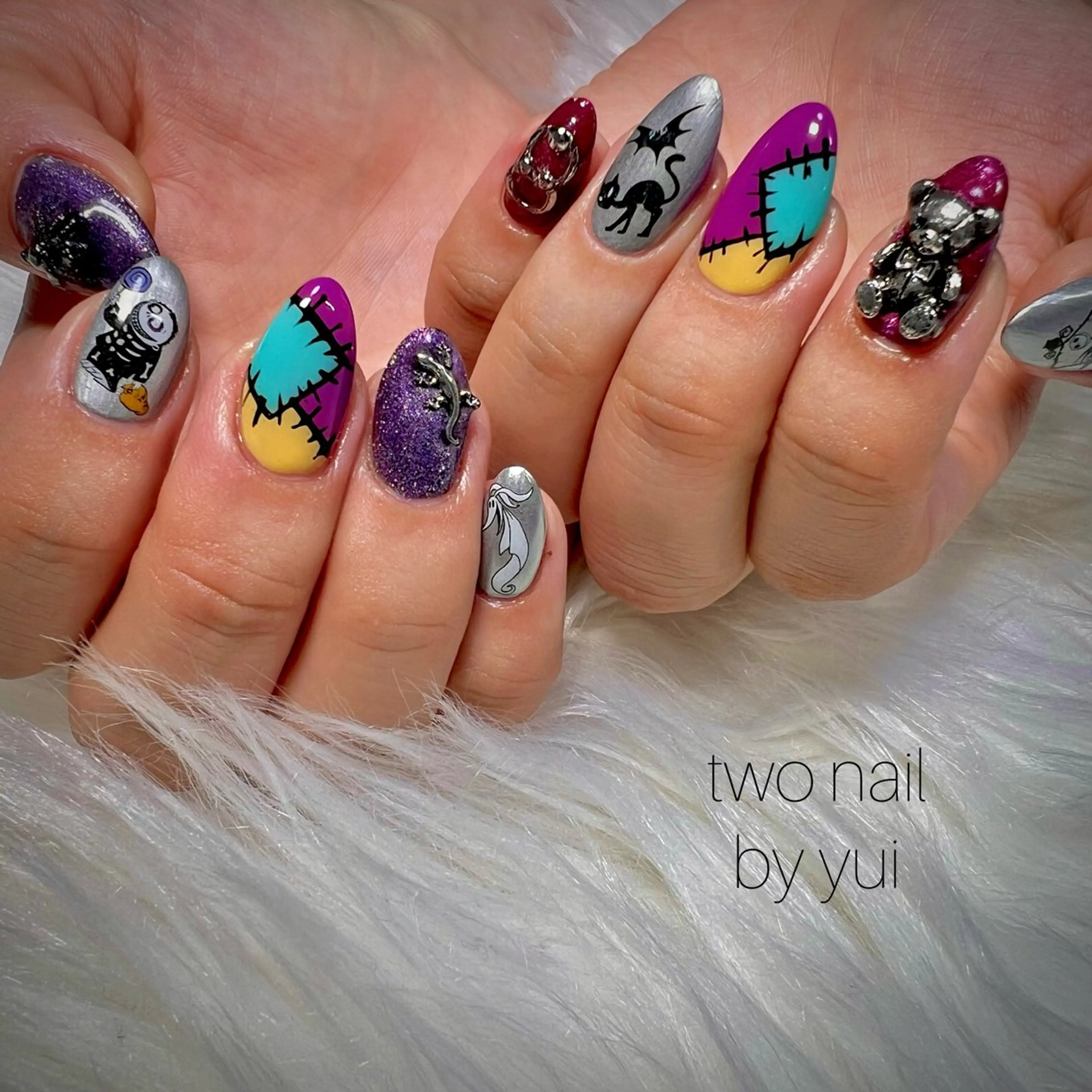 ネイル アートネイル 持ち込み ネイルチップ ホワイト ハンドネイル two nailのネイルデザイン