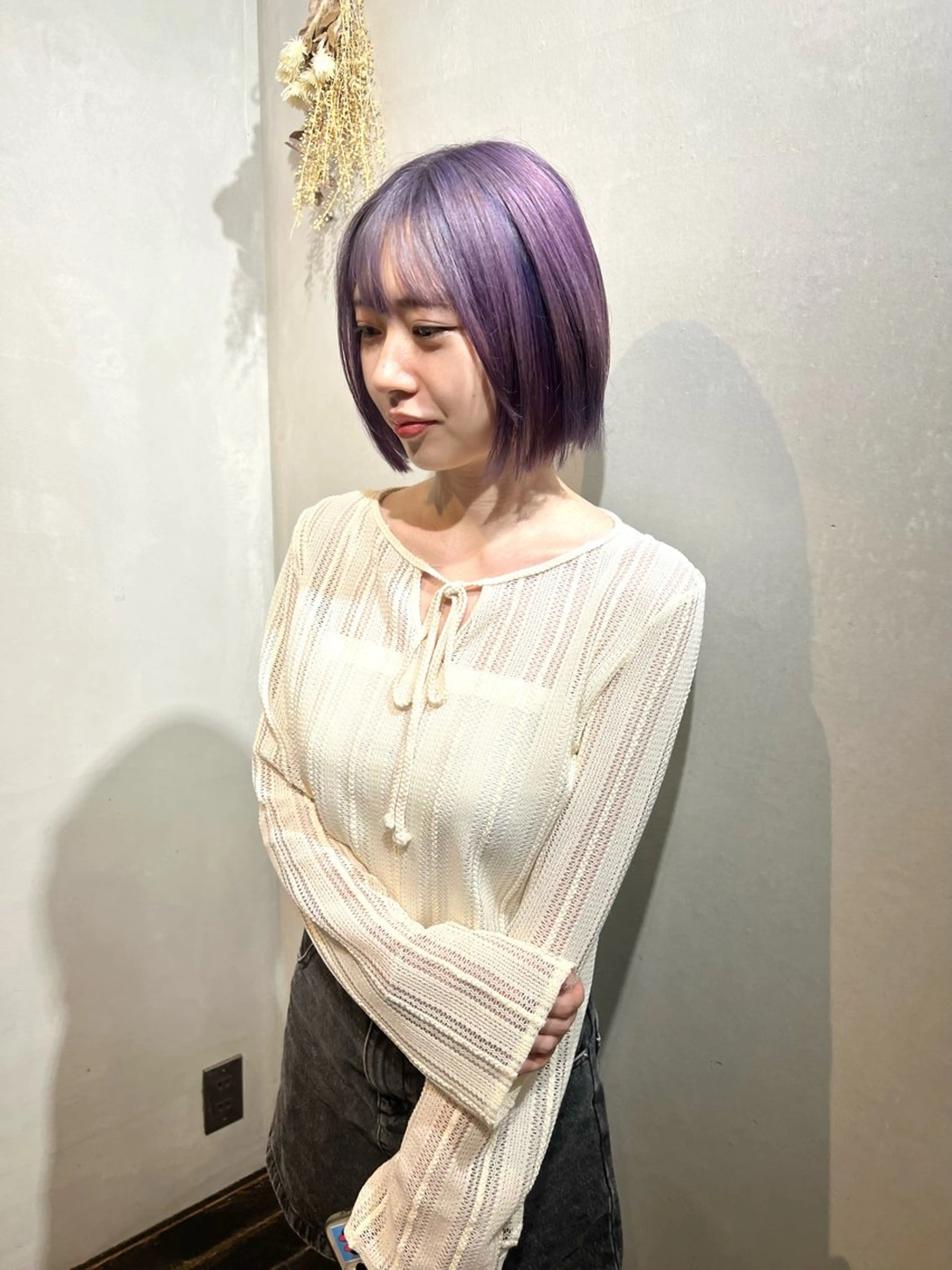 ショート カラー ラベンダーカラー ヘアカラー トリートメント Aya/四条烏丸/ インナーカラーのヘアスタイル