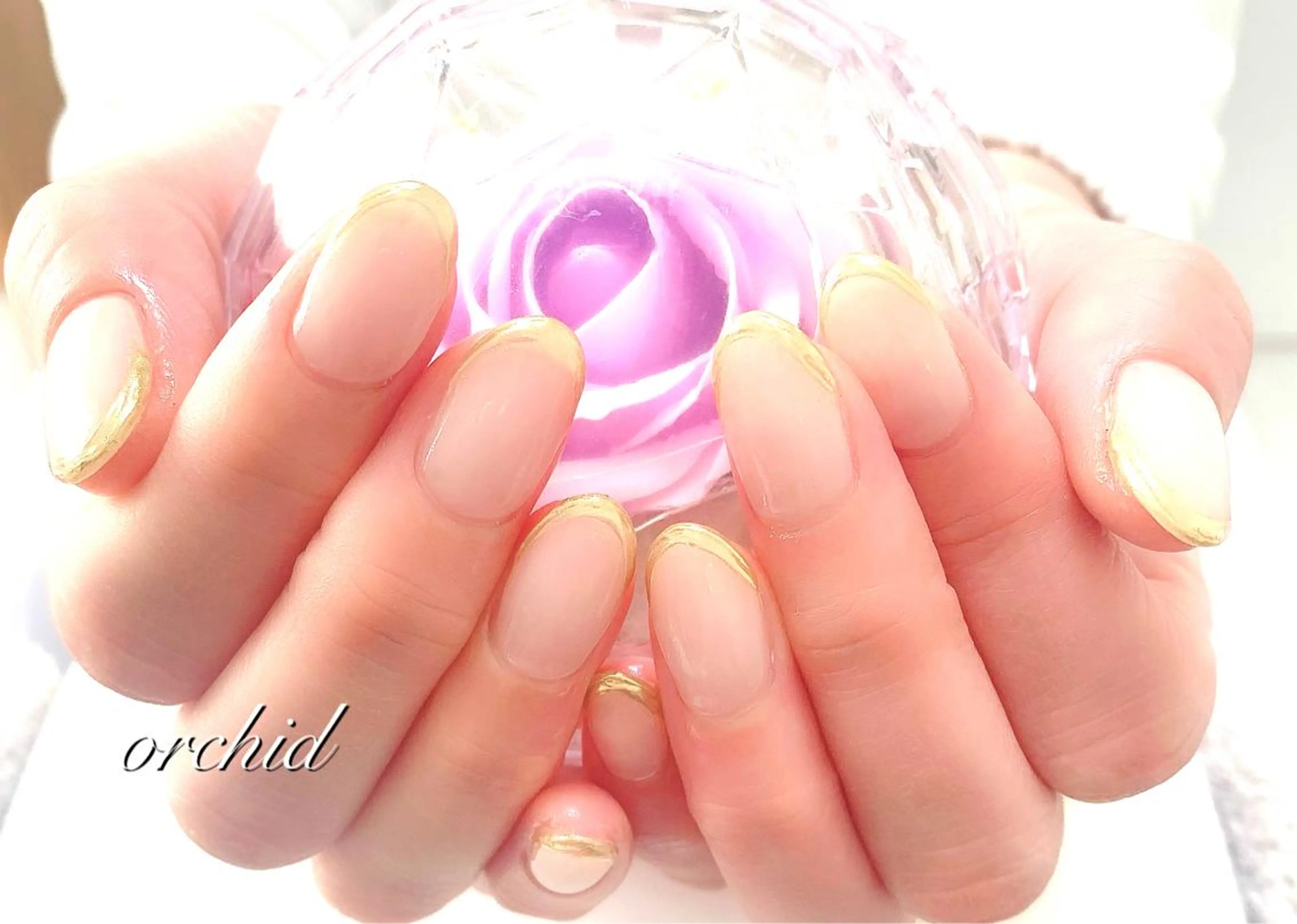 ネイル フレンチネイル ミラーネイル orchid ♡オーキッドのネイルデザイン