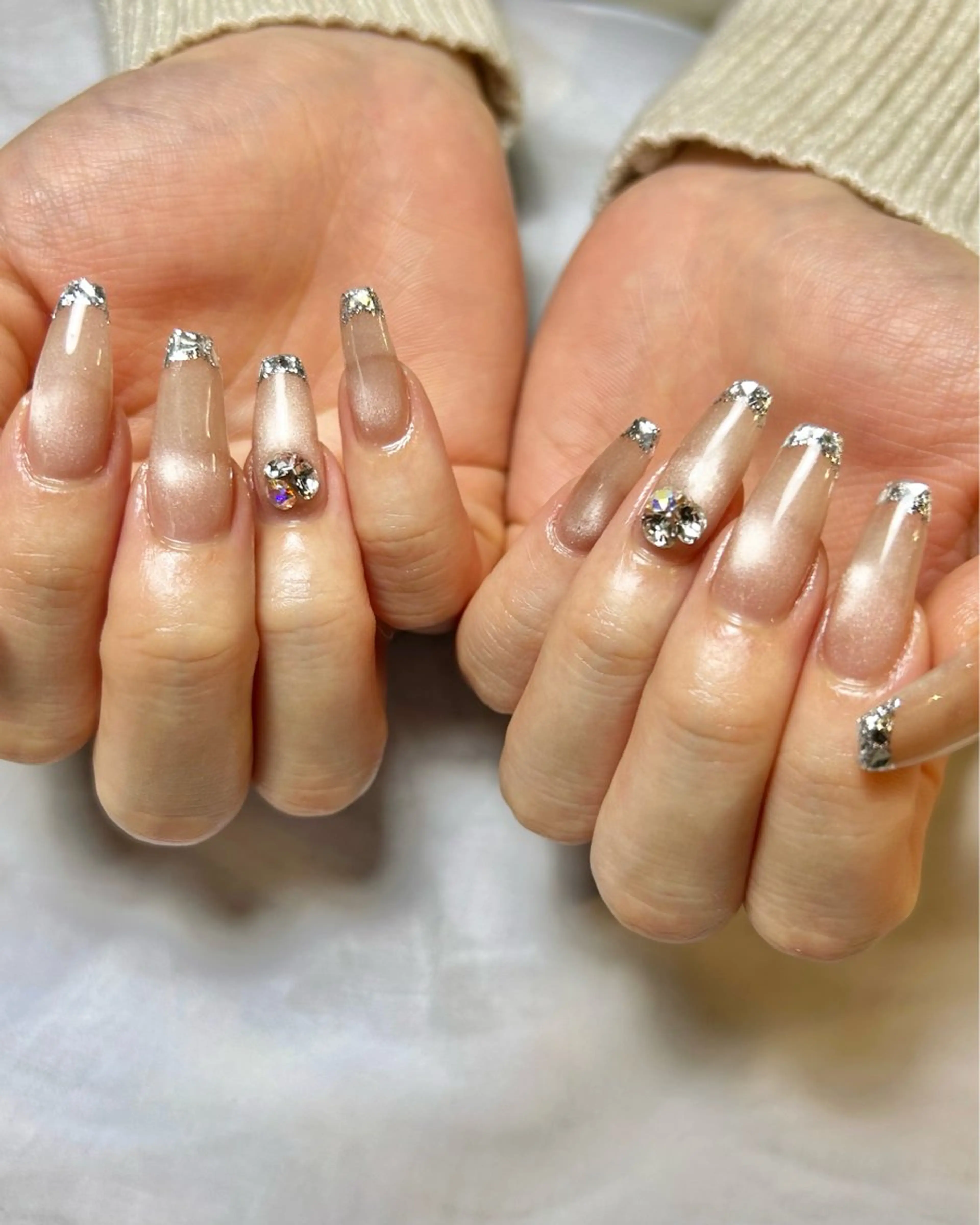 ネイル フレンチネイル ガラスフレンチ マグネットネイル ハンドネイル Reflection marikoのネイルデザイン