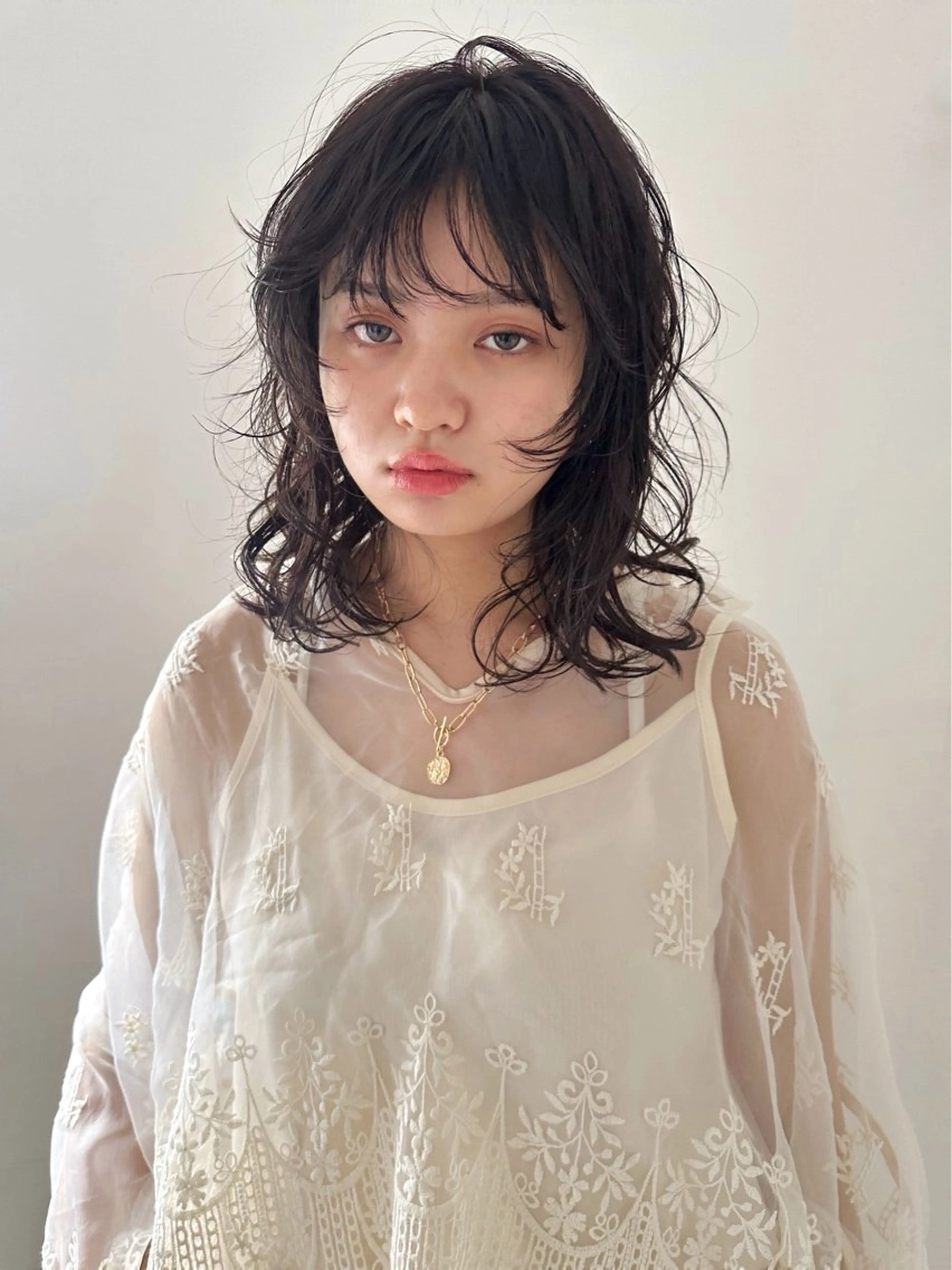 ミディアム カラー ミディアムパーマ カット ヘアカラー 榛地 渉馬のヘアスタイル