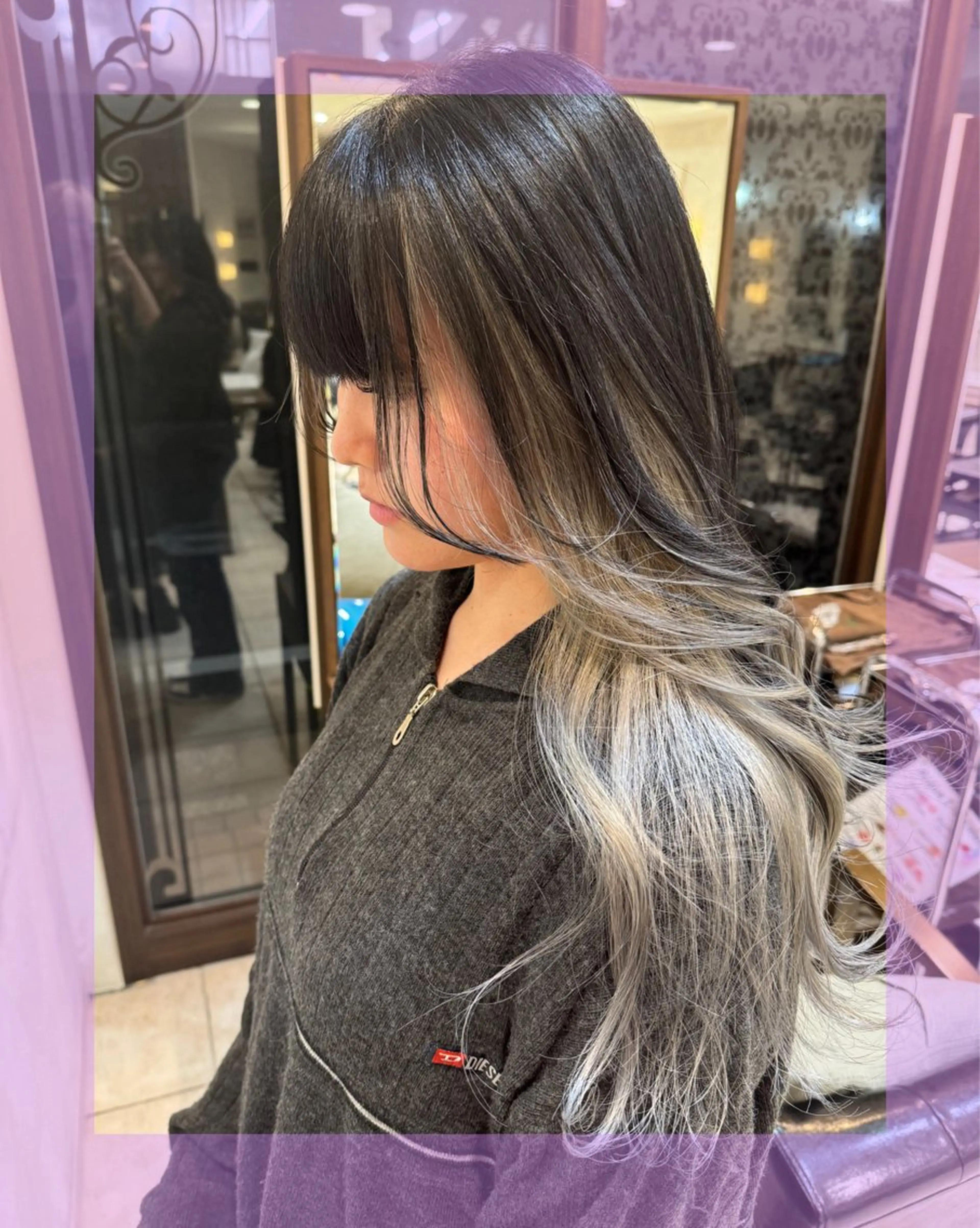 ロング カラー ヘアアレンジ 🦄ブリーチ💜エク ステ💜MIU🦄のヘアスタイル
