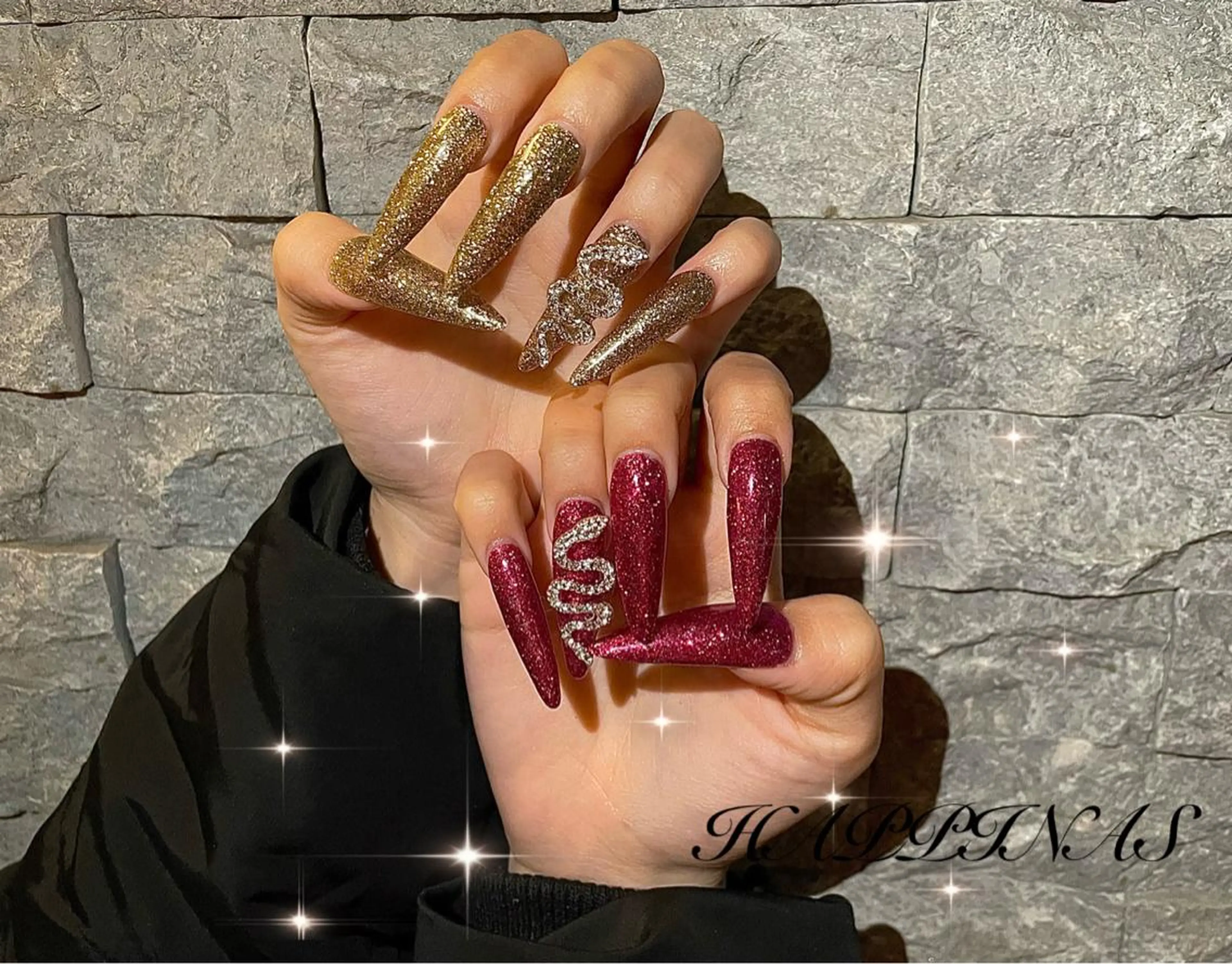 ネイル キラキラネイル ロングネイル スカルプネイル シンプルネイル ハンドネイル HAPPINAS Jrネイリスト💅のネイルデザイン