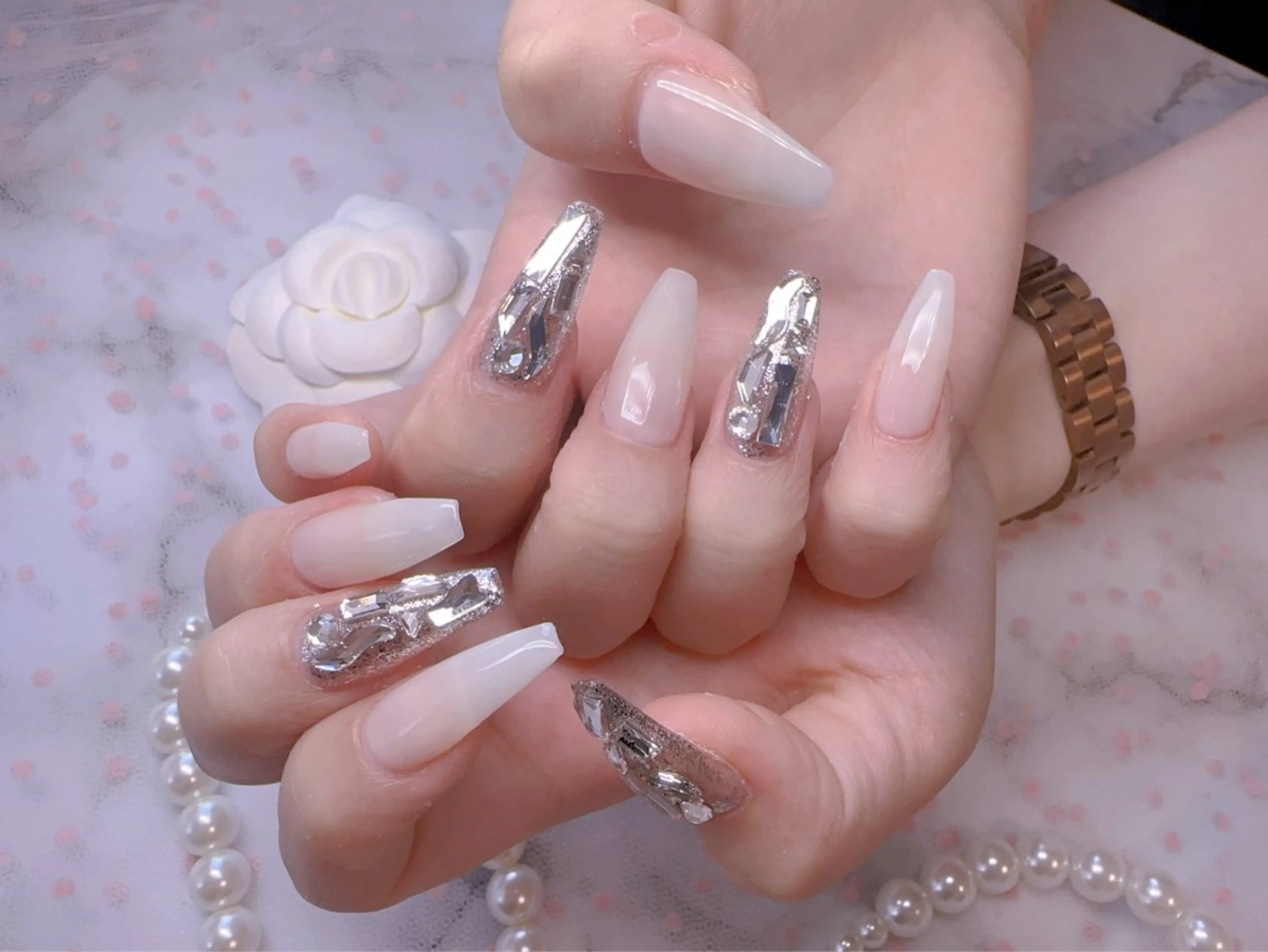 ネイル アートネイル オーロラネイル 長さ出し フットネイル 韓国ネイル ハンドネイル Belle nail salon 新小岩のネイルデザイン