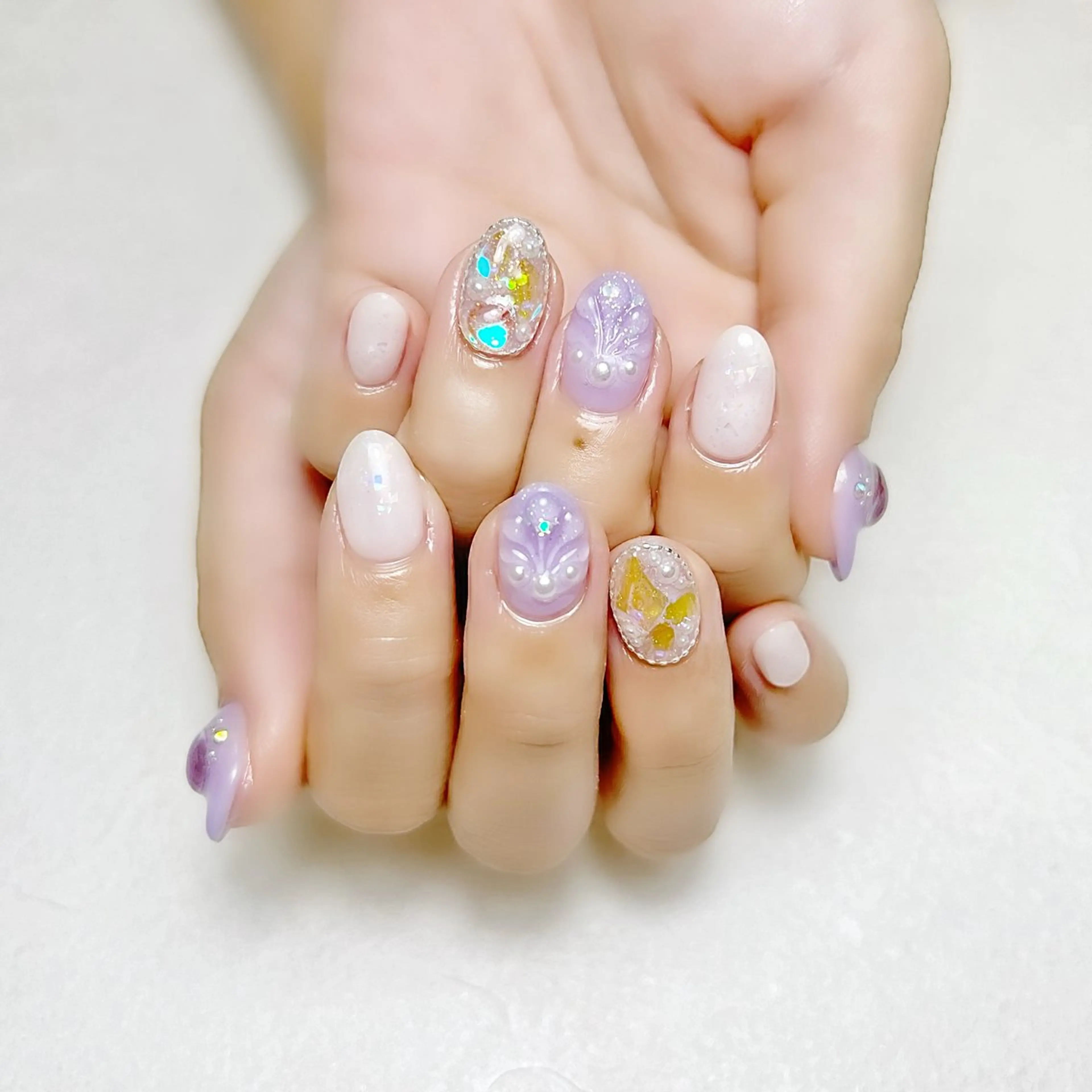 ネイル 氷ネイル・うるうるネイル ラメ(グリッター) 夏ネイル rouse nail RISATOのネイルデザイン