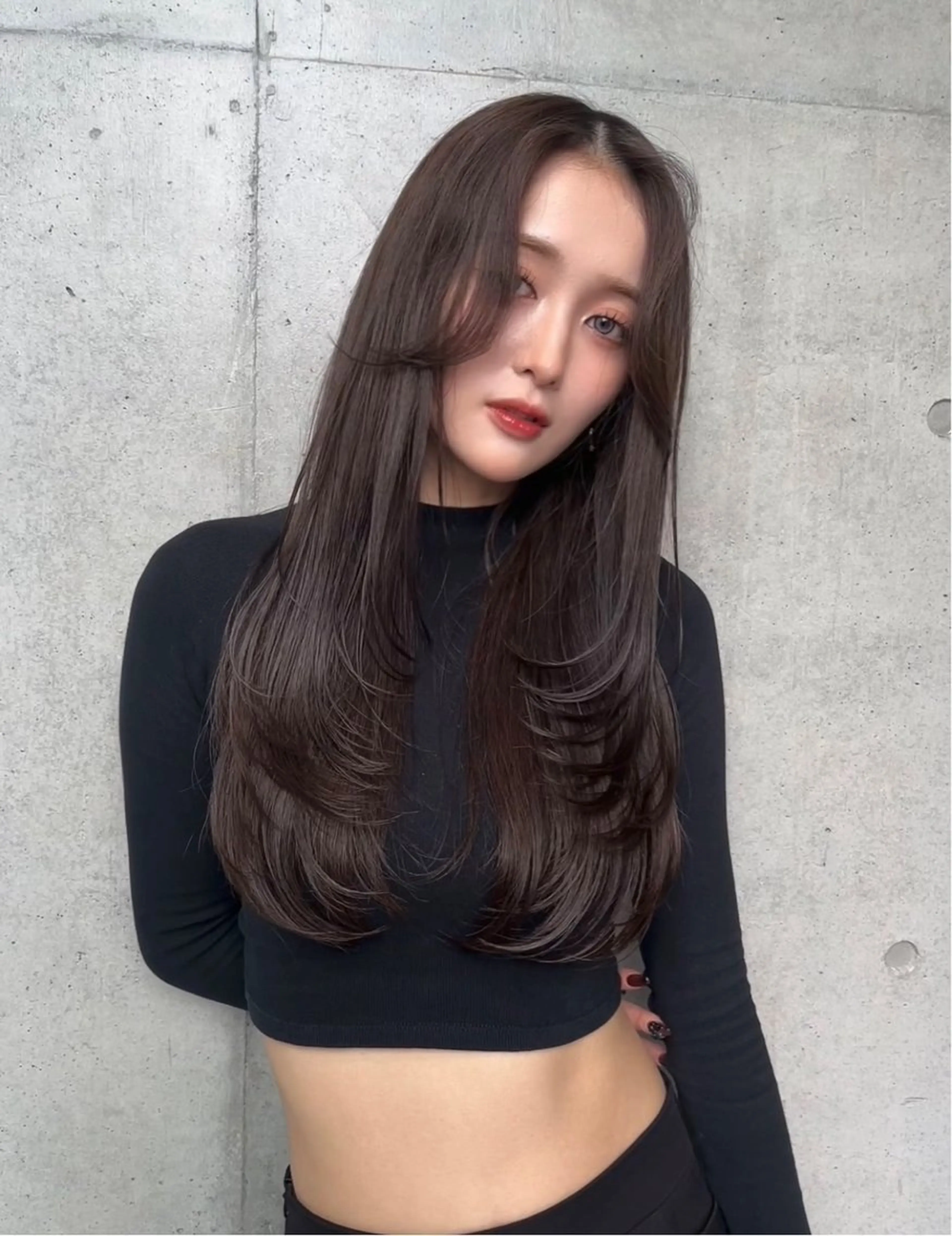 セミロング カラー パーマ ヘアカラー トリートメント レイヤー/グレージュ 赤み消し/コウスケのヘアスタイル