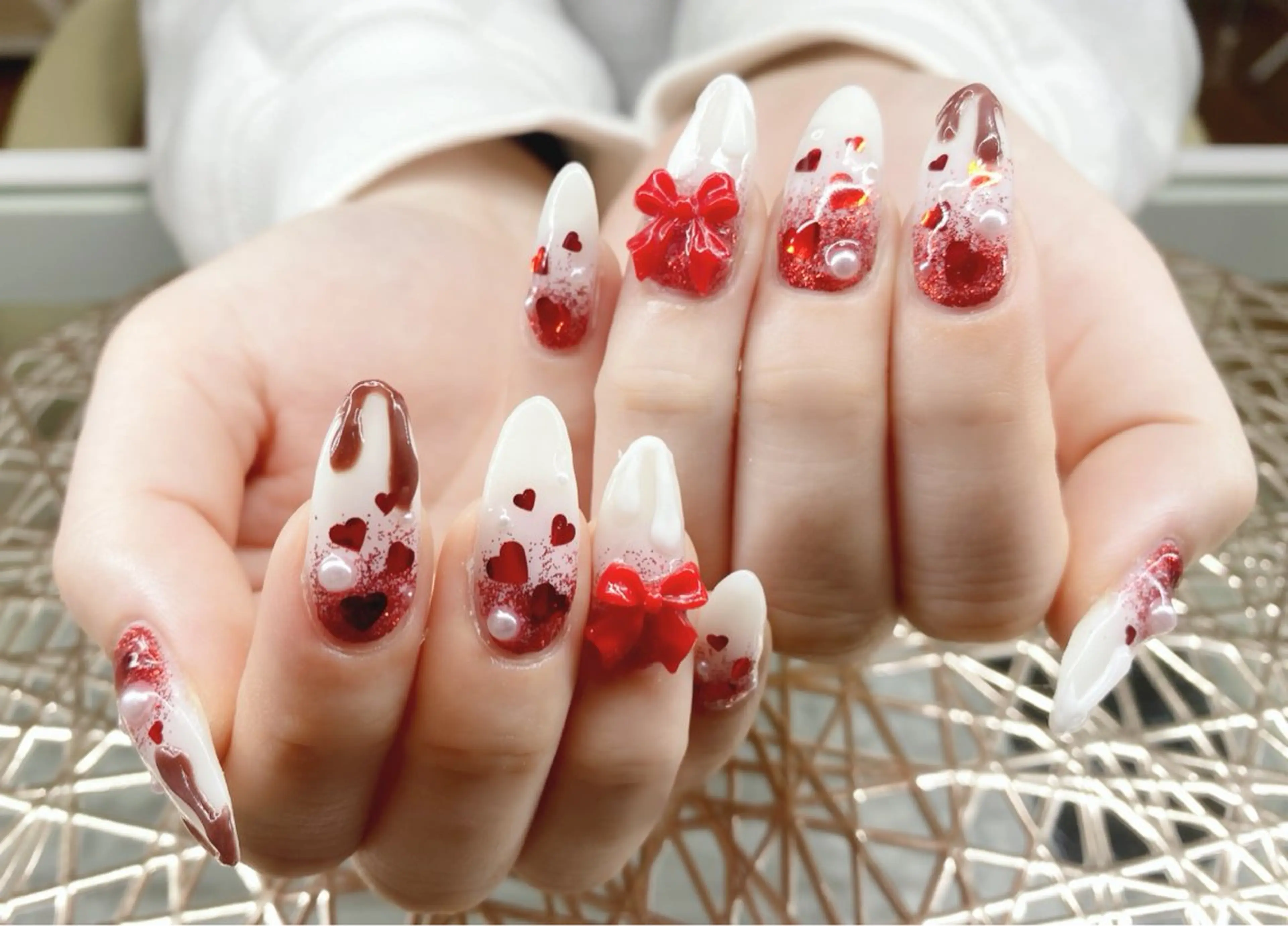 ネイル ハート バレンタイン ハンドネイル ネイルサロン nail_upのネイルデザイン