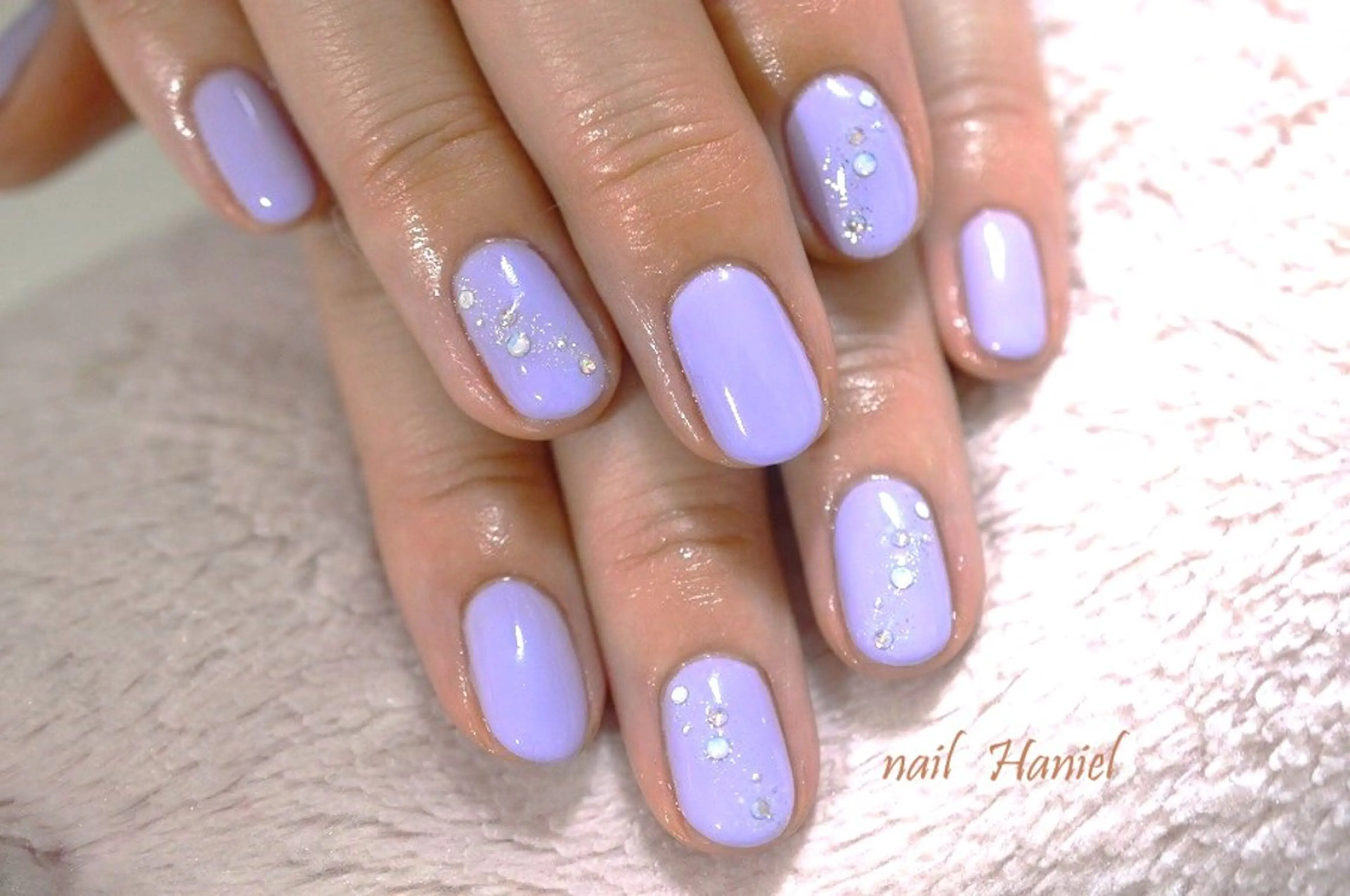 ネイル ジェルネイル オフィスネイル ワンカラーネイル パラジェル ストーンネイル nail Haniel所属・半蔵門サロンハニエル 魅神 ちよのネイルデザイン