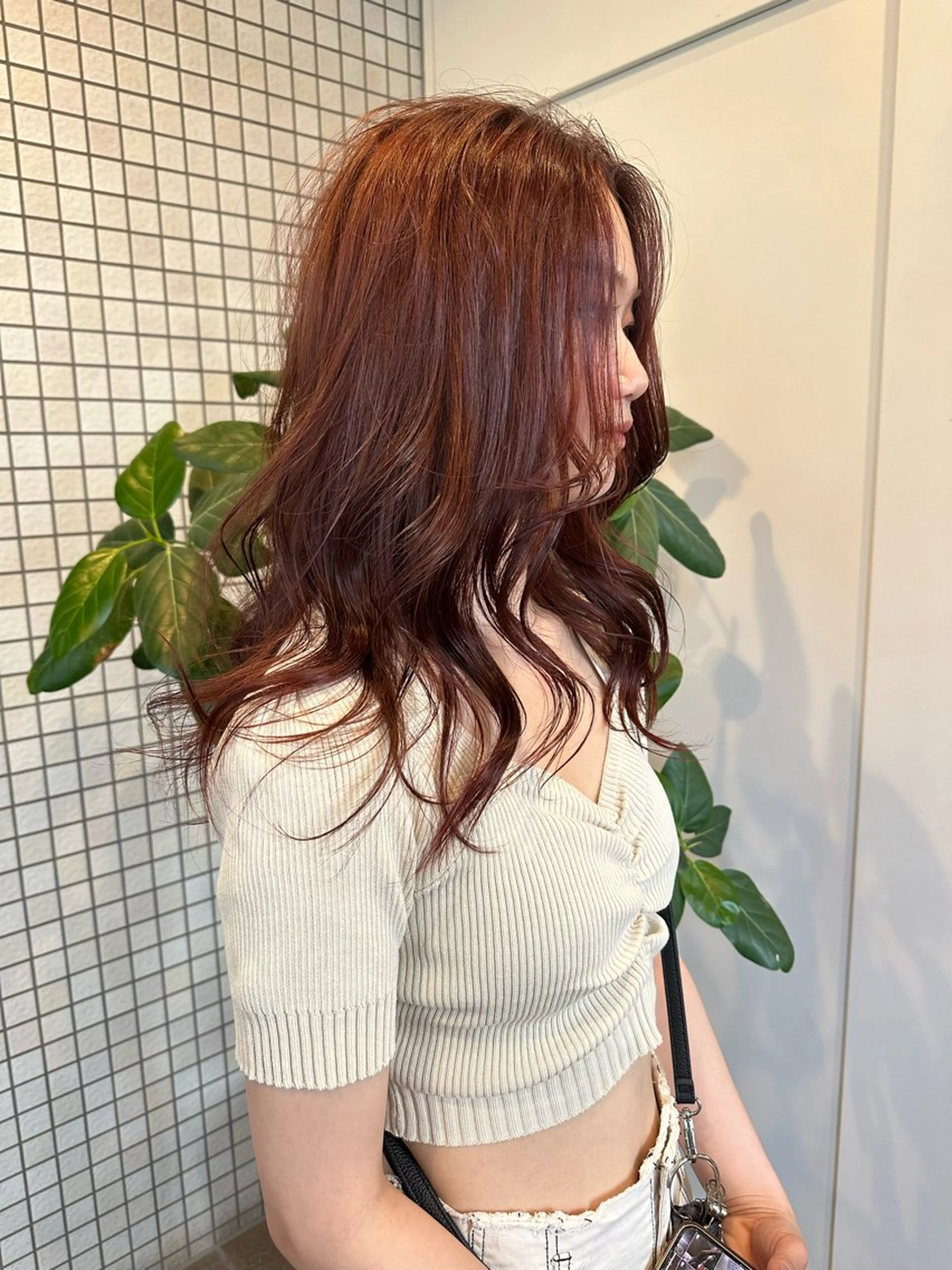 ミディアム レッドブラウン カット ヘアカラー トリートメント 🎀暖色カラー🎀 おかだみほのヘアスタイル
