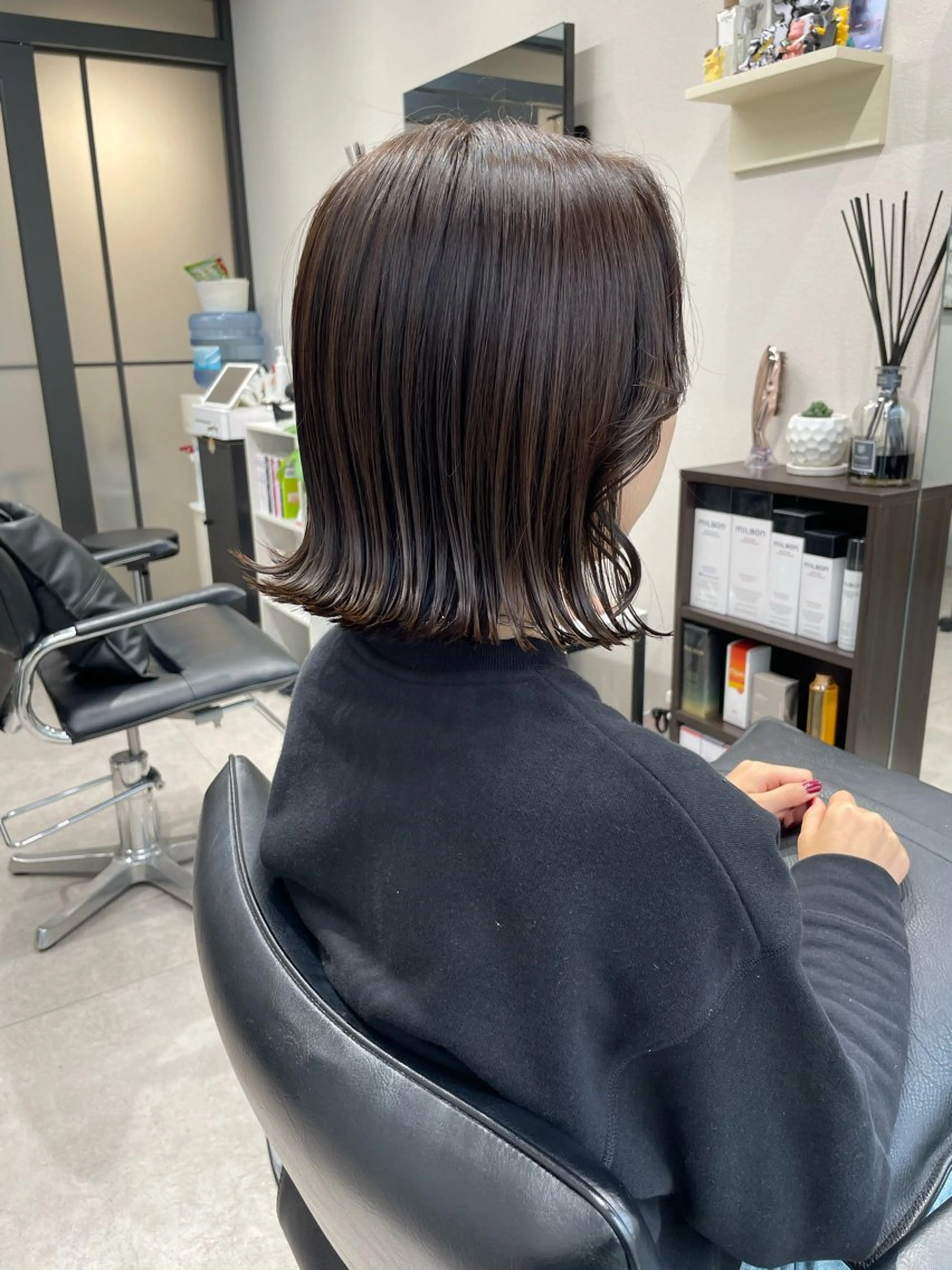 ミディアム カラー カット ヘアカラー トリートメント 髪質改善will hairdesignのヘアスタイル