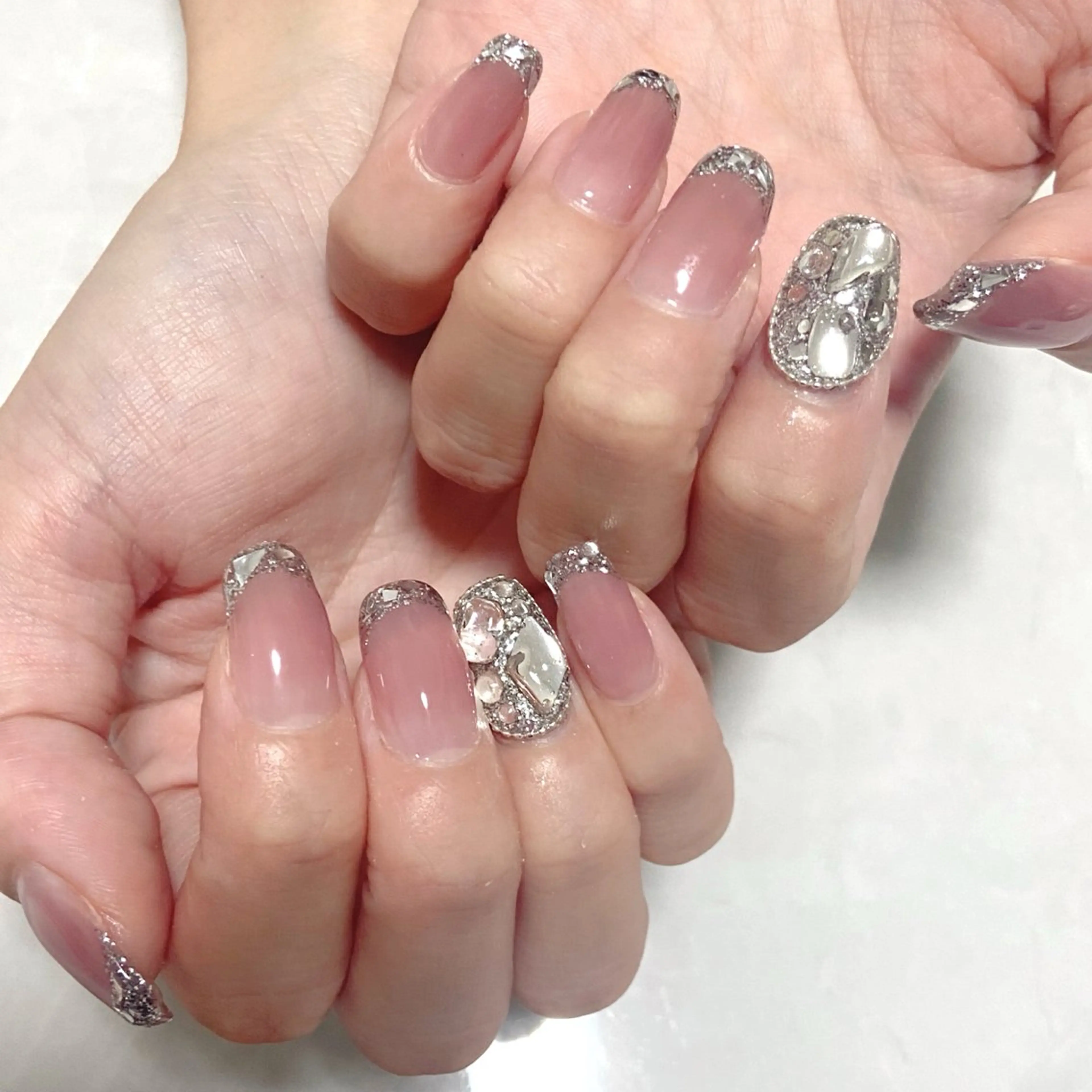 ネイル フレンチネイル ガラスフレンチ ハンドネイル nail salon MARuのネイルデザイン