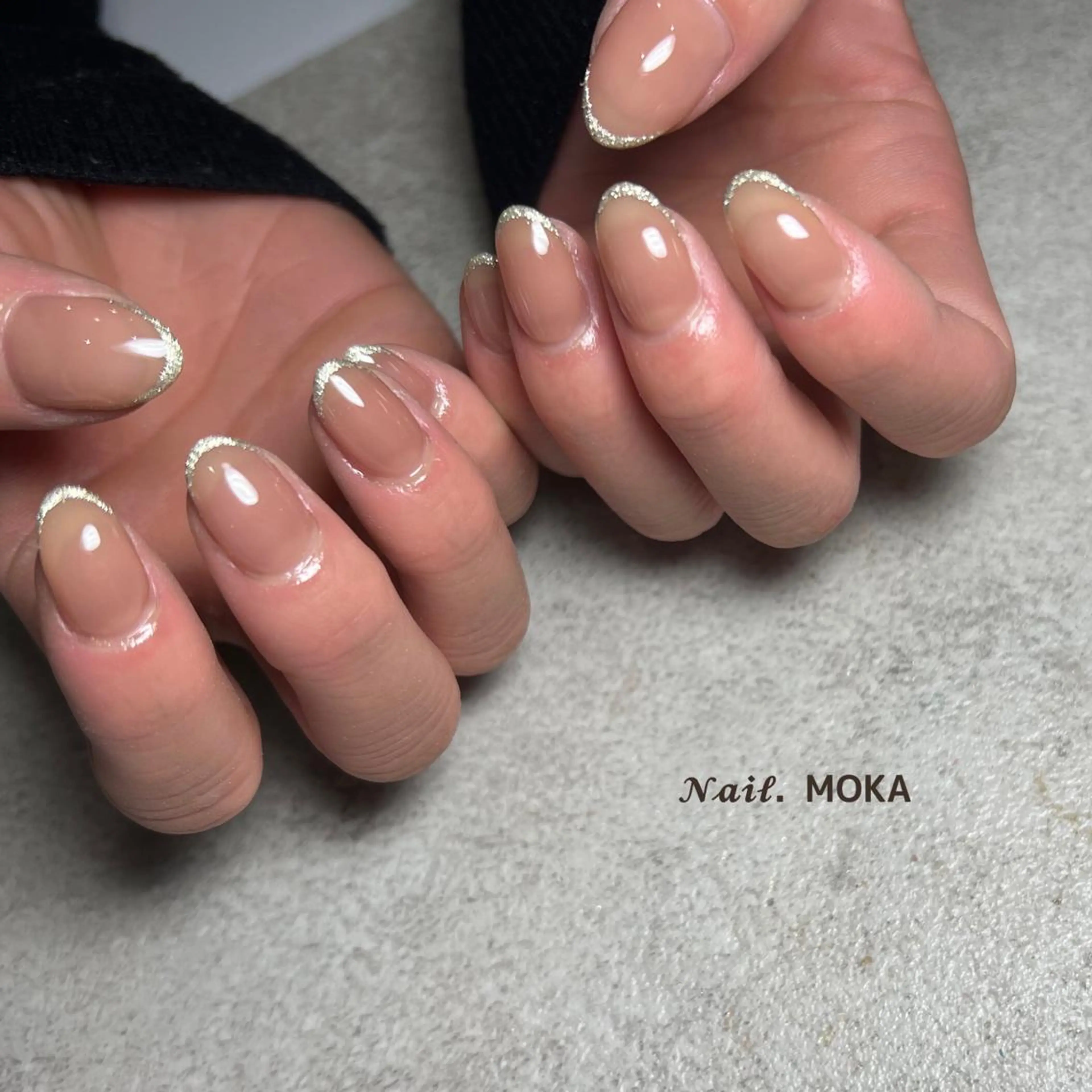 ネイル フレンチネイル ラメ(グリッター) ハンドネイル nail salon MOKAのネイルデザイン