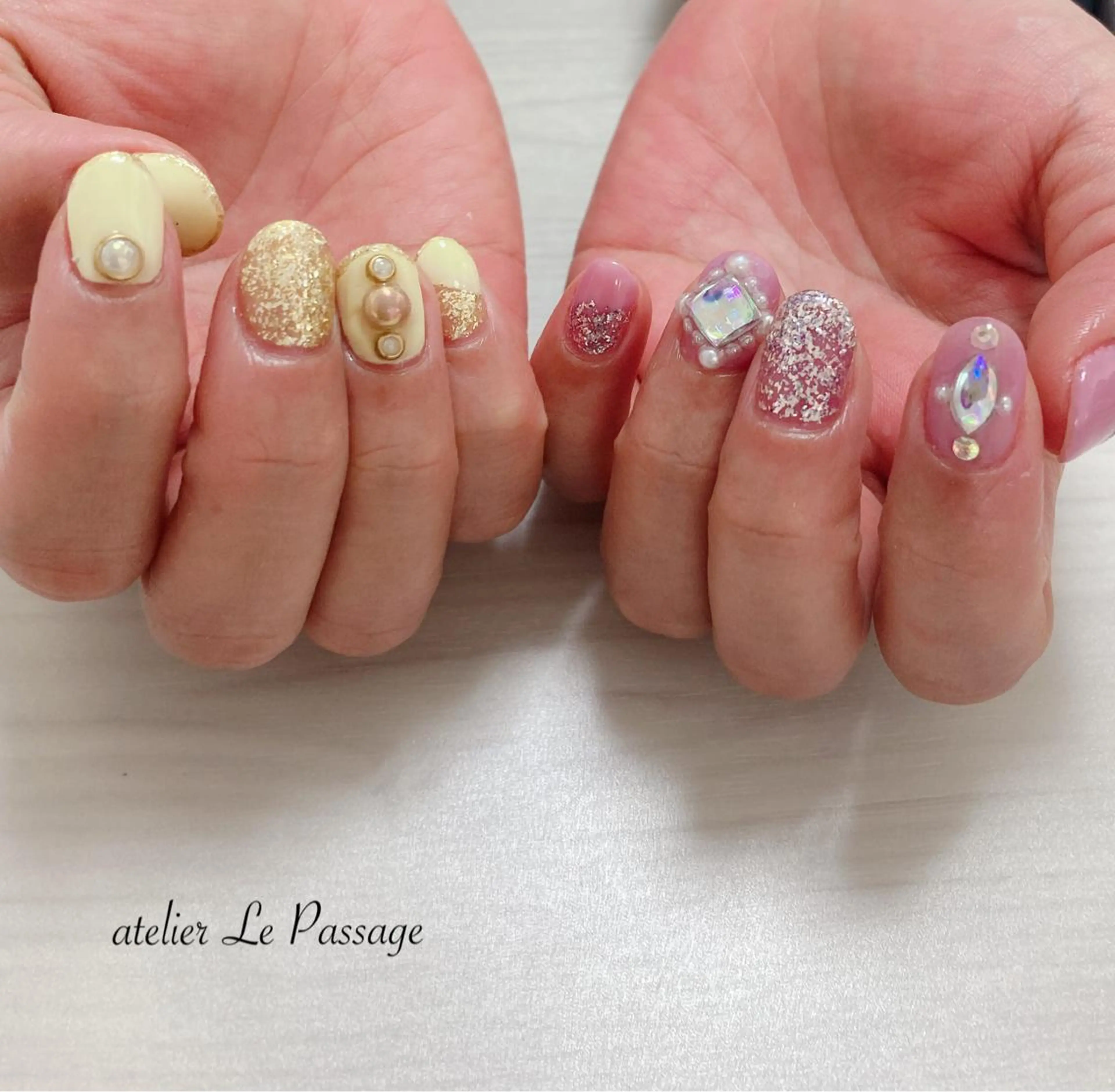 ネイル ジェルネイル キラキラネイル ラメ(グリッター) オフィスネイル パラジェル Atelier Le Passage所属・h nakatsukaのネイルデザイン