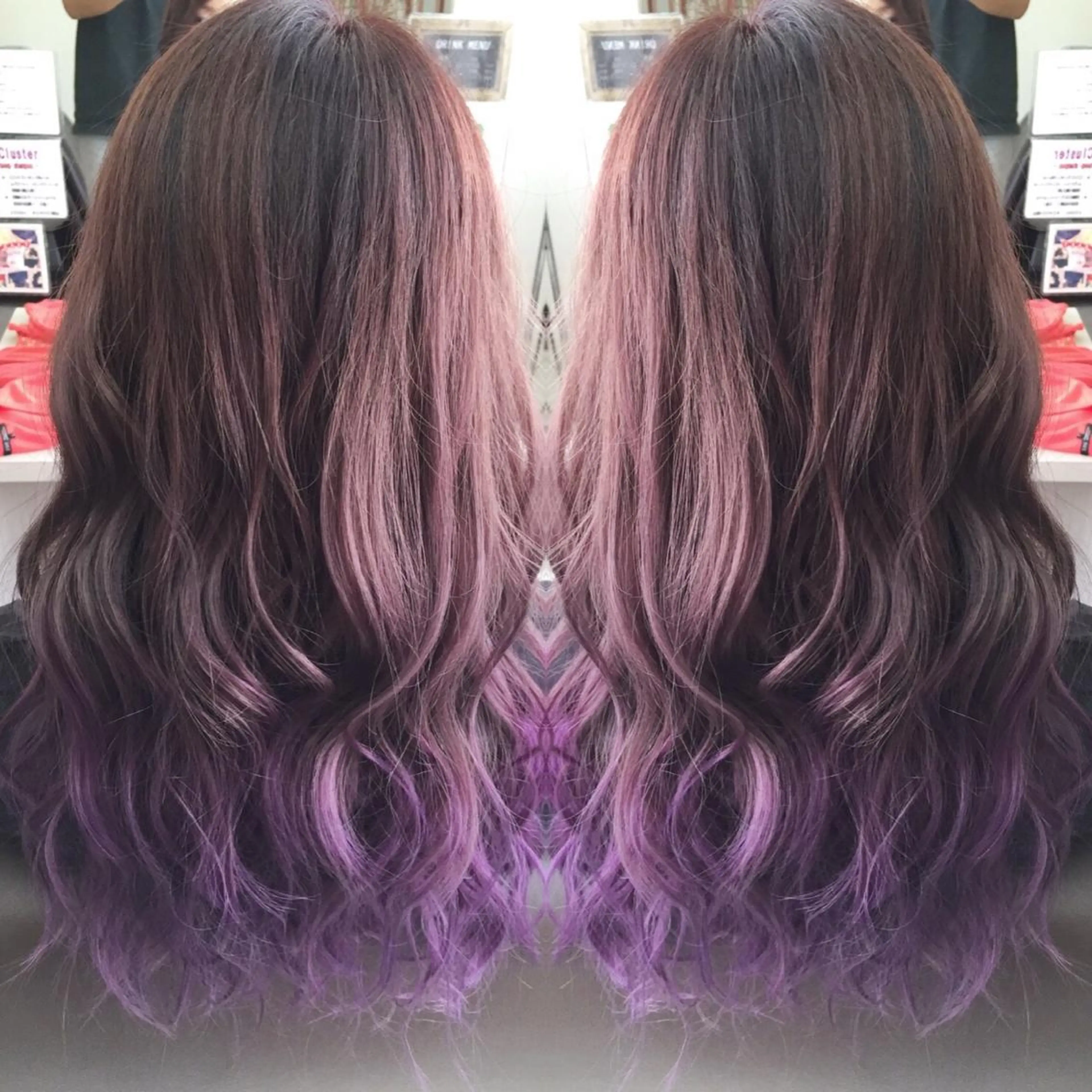 セミロング カラー グラデーションカラー パープルカラー KEISUKE/カラ ー🐶シールエクステのヘアスタイル