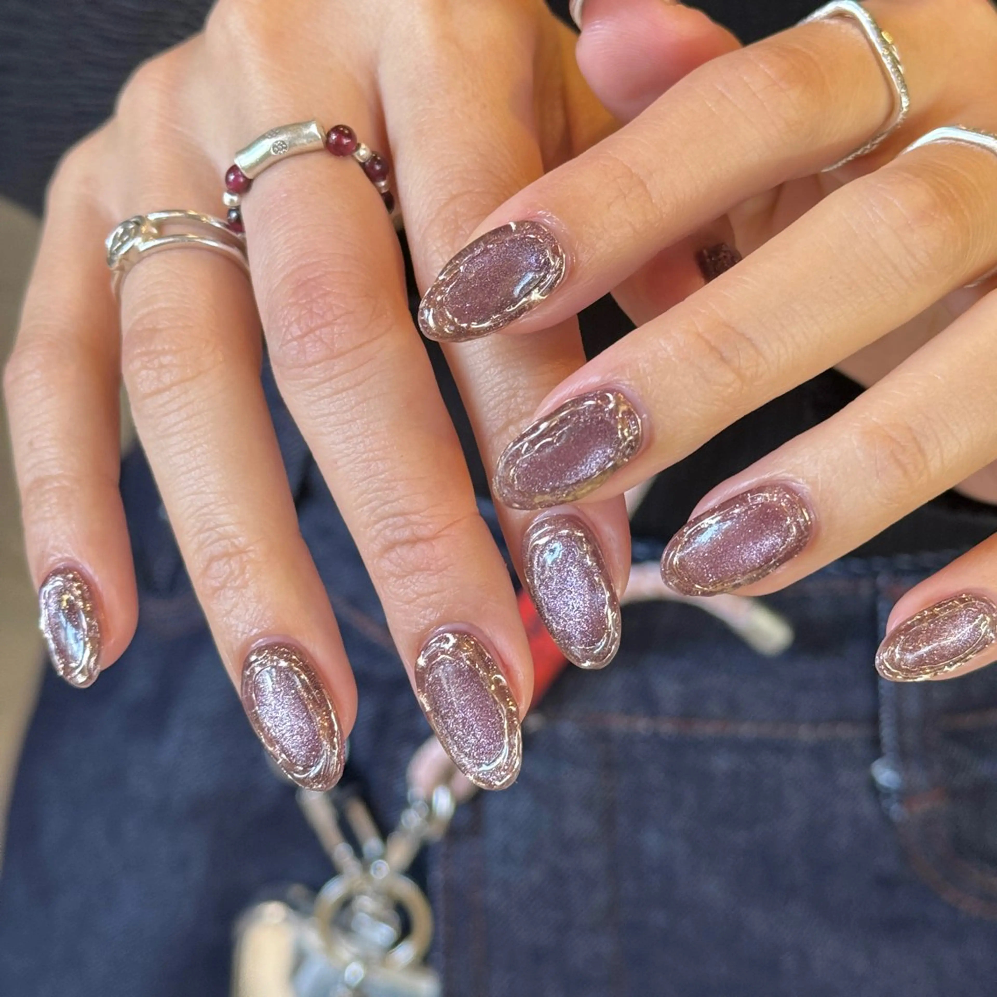 ネイル ボルドー マグネットネイル ハンドネイル 深田 美雪のネイルデザイン
