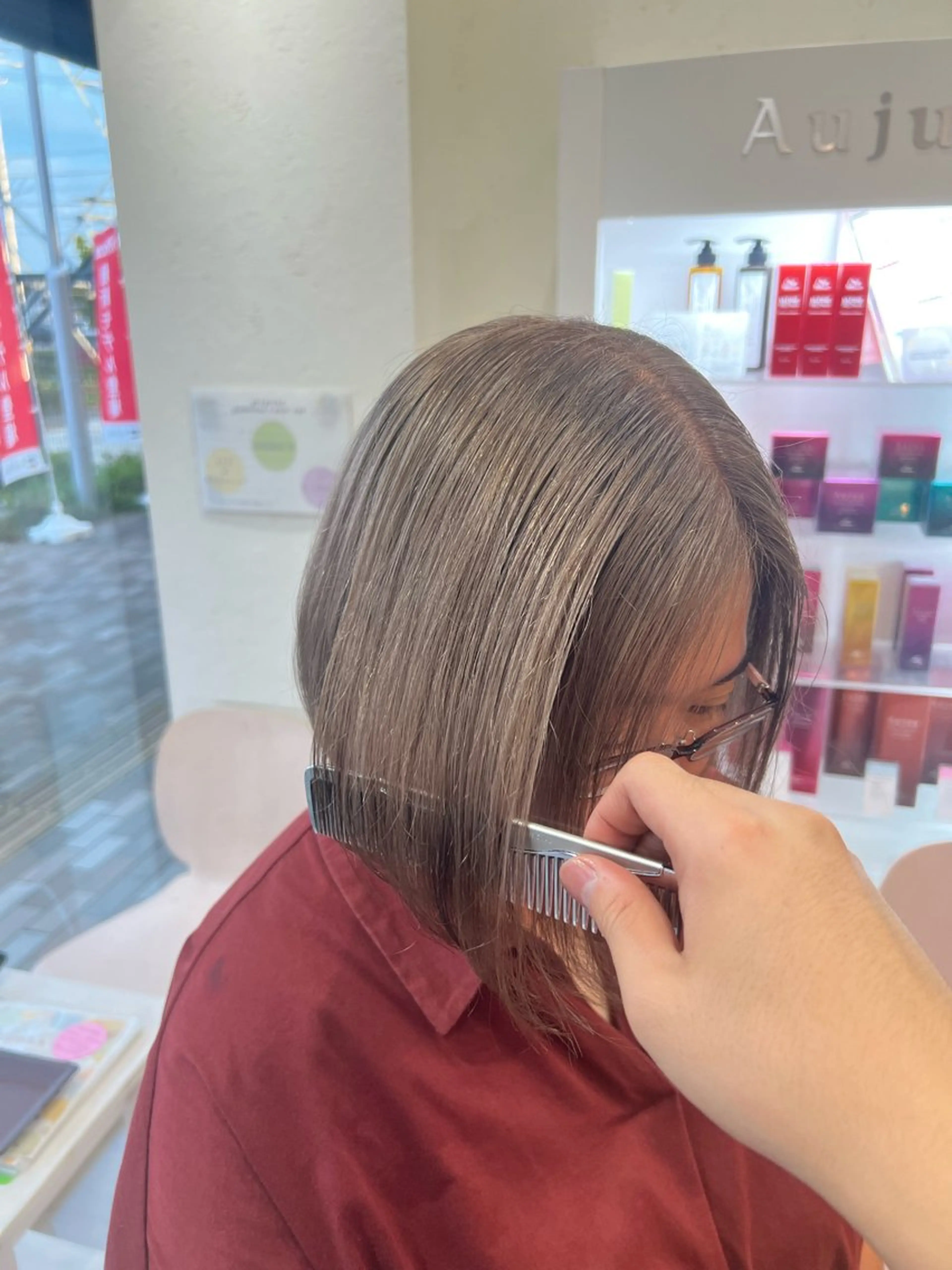 ミディアム カラー ヘアカラー トリートメント 仙台白髪ぼかし/ ボブカット/千葉達人のヘアスタイル