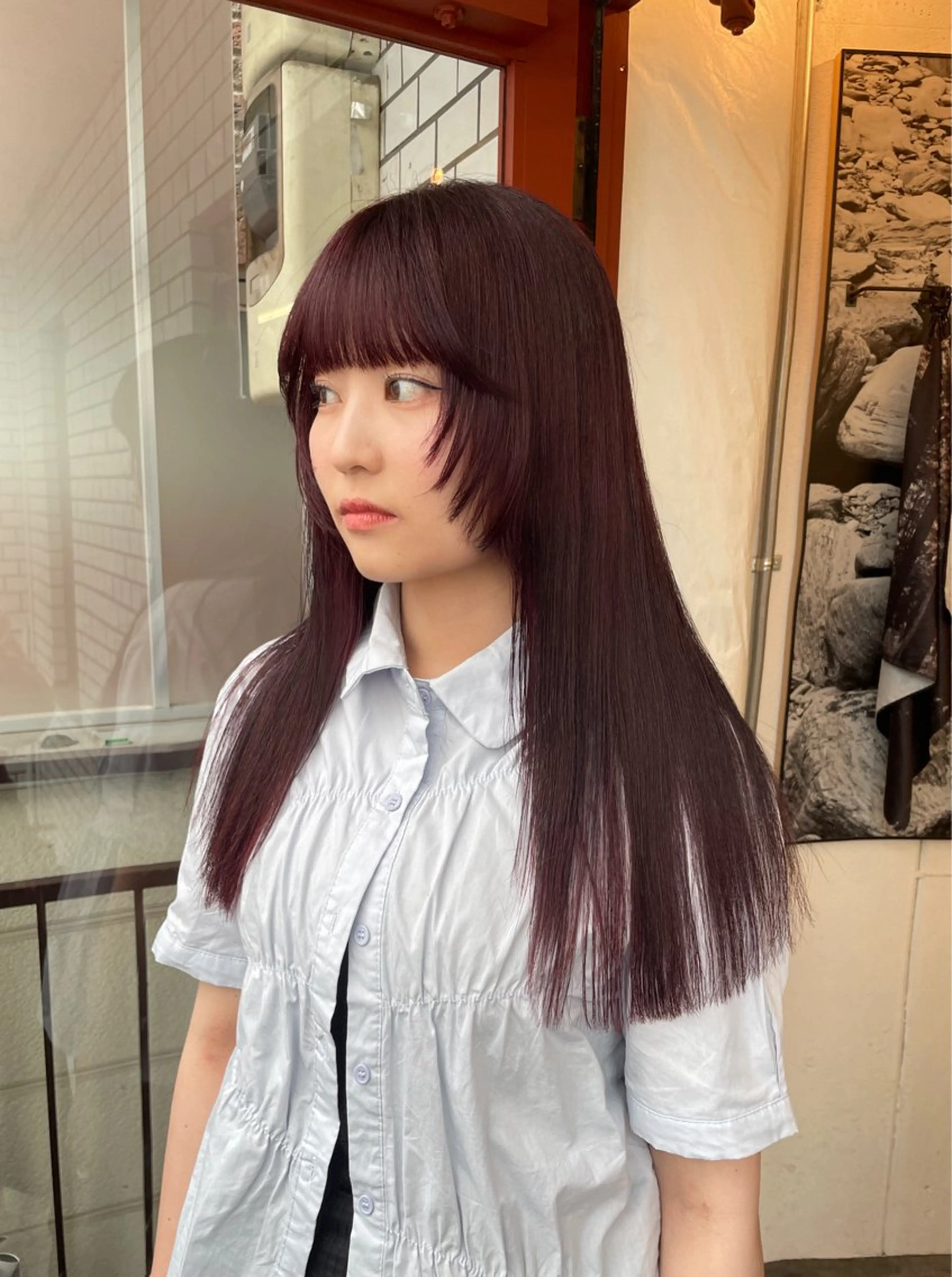 セミロング カラー ヘアアレンジ ハッシュカット/ 韓国ヘア☽⋰mahoのヘアスタイル