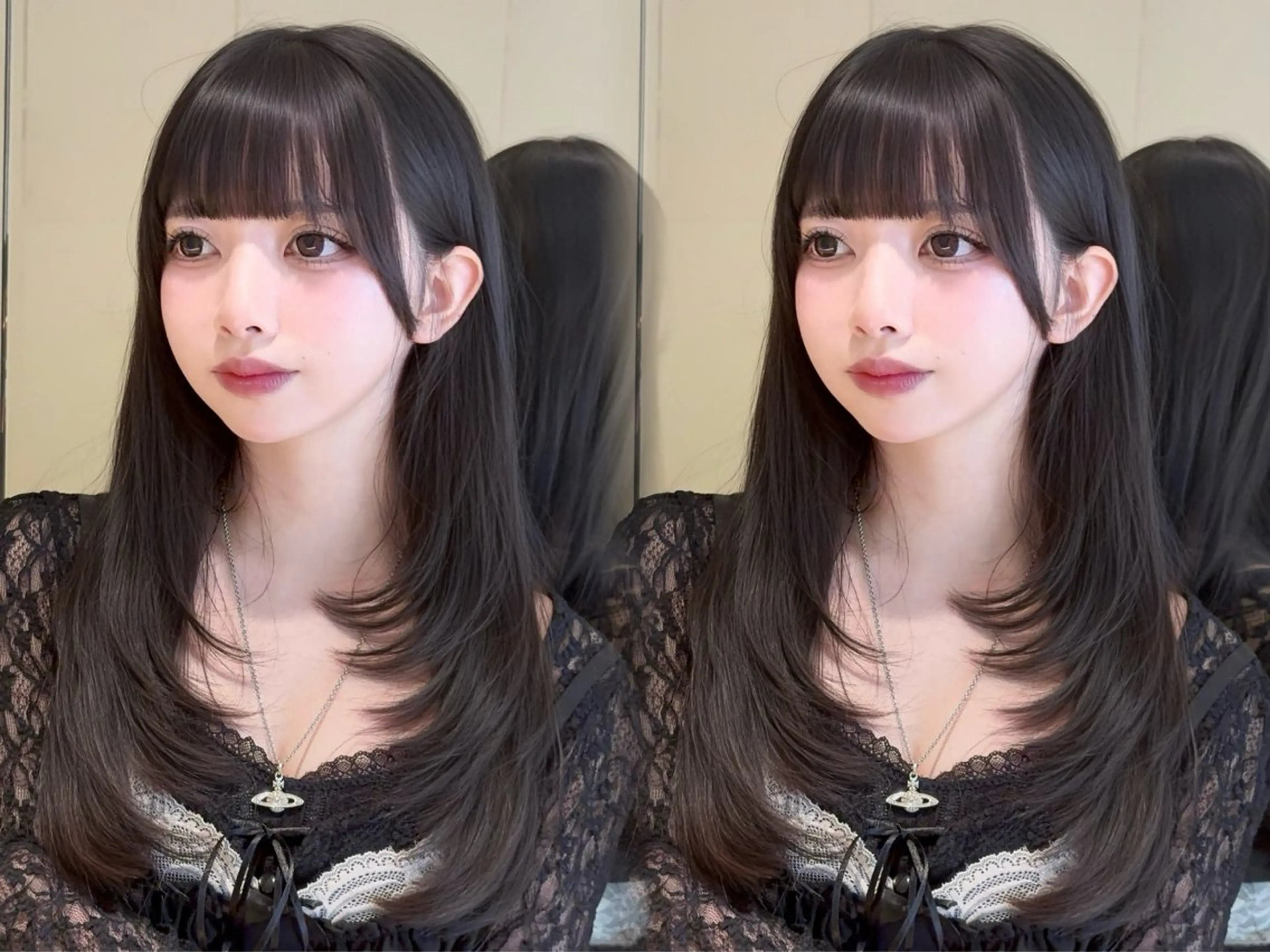 セミロング カット ヘアカラー トリートメント 韓国🇰🇷レイヤー 透明感/秀瑛🩶のヘアスタイル