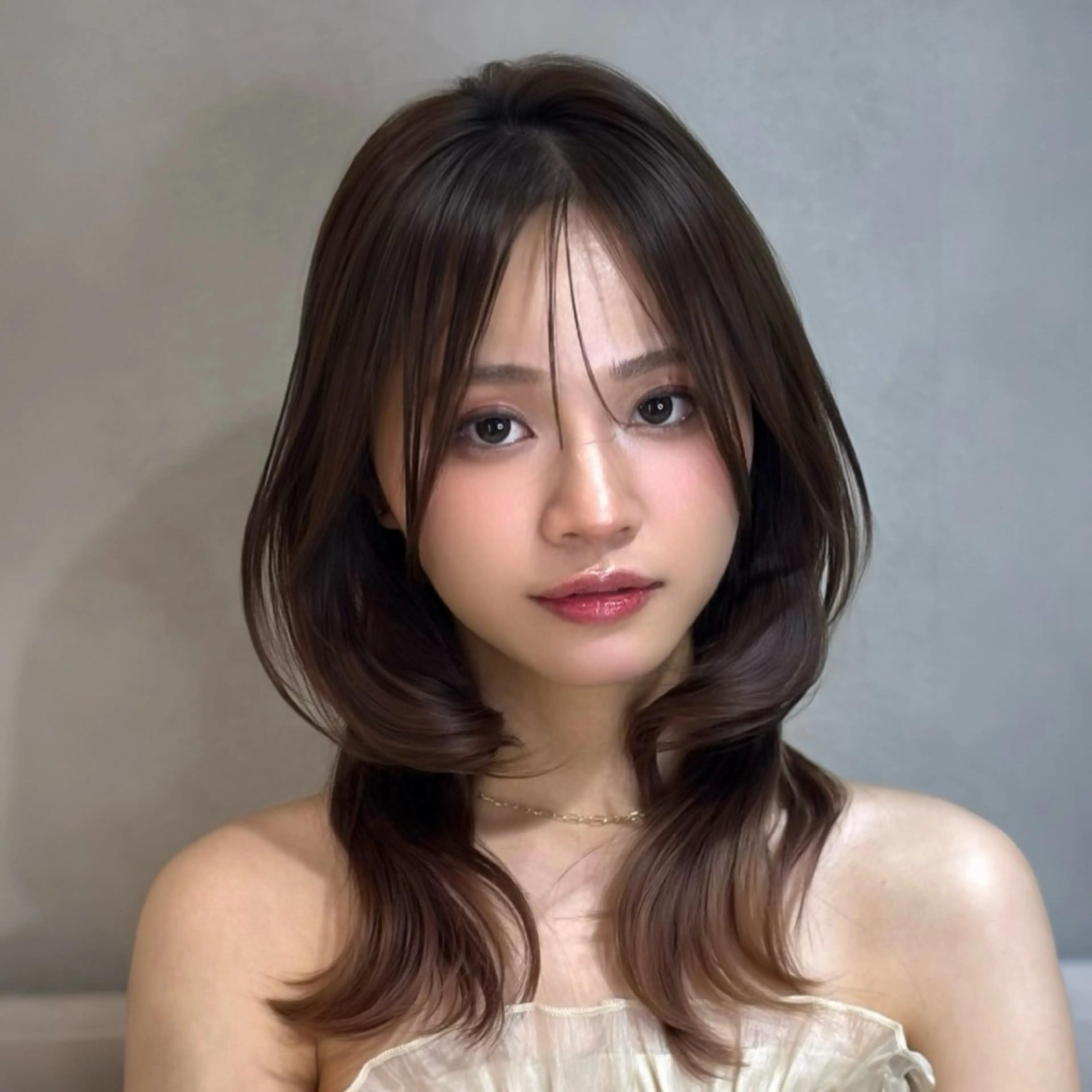 ミディアム カラー カット ヘアカラー トリートメント 銀座/韓国レイヤー髪 質改善/RYUのヘアスタイル