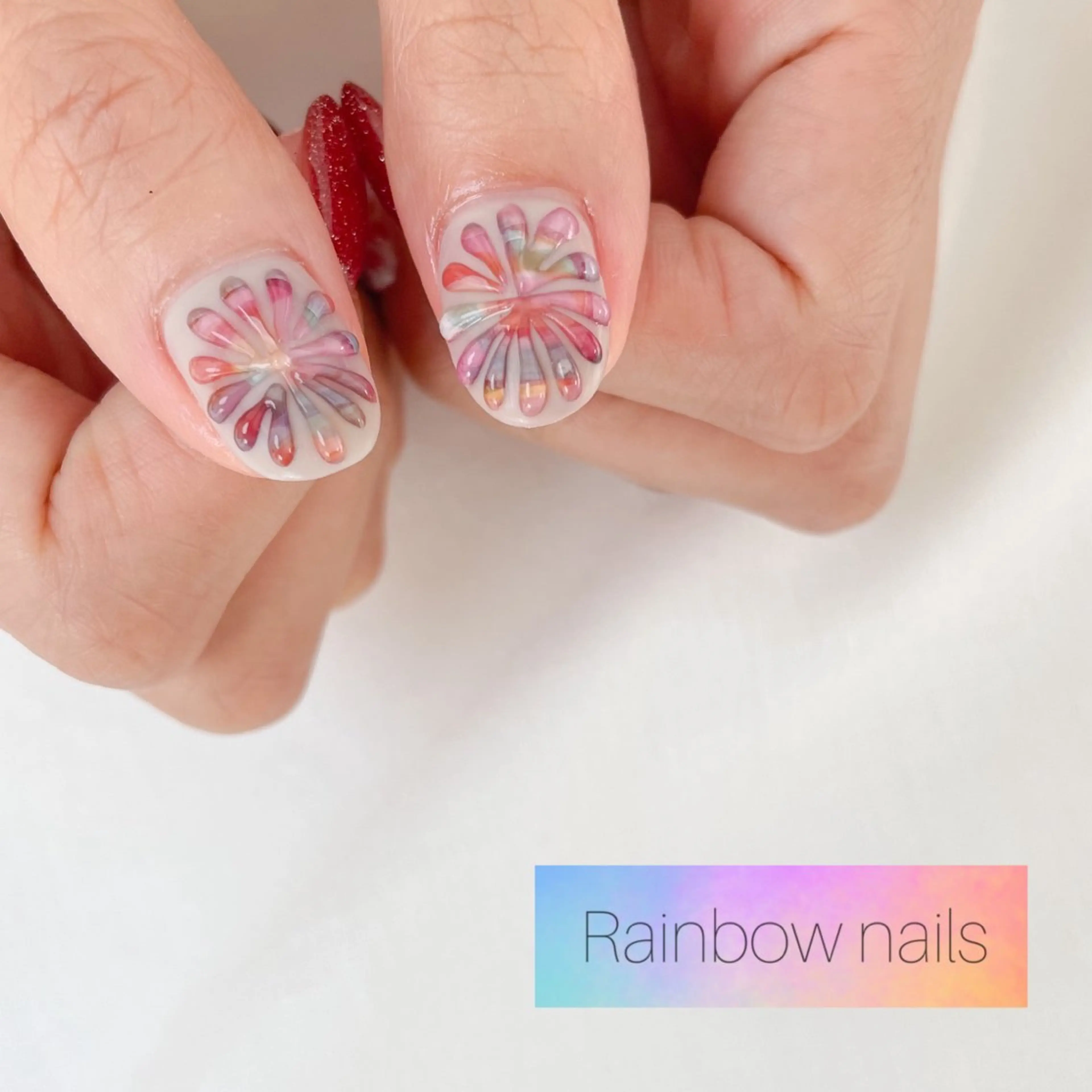 ネイル Rainbow nailsくろちゃんのネイルデザイン
