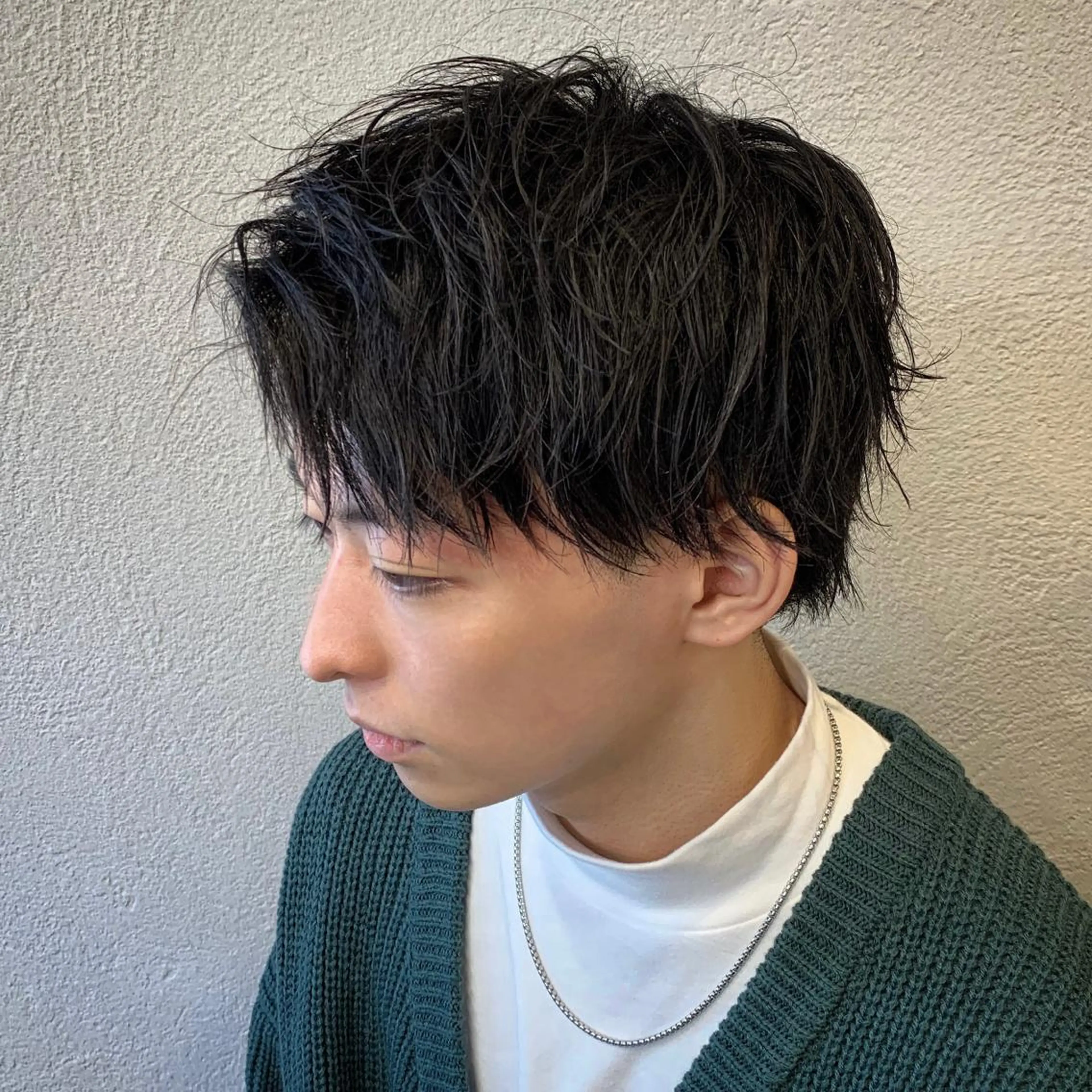 ショート パーマ メンズ アップバング メンズ特化/パーマ/ ハイライト/竜成のヘアスタイル