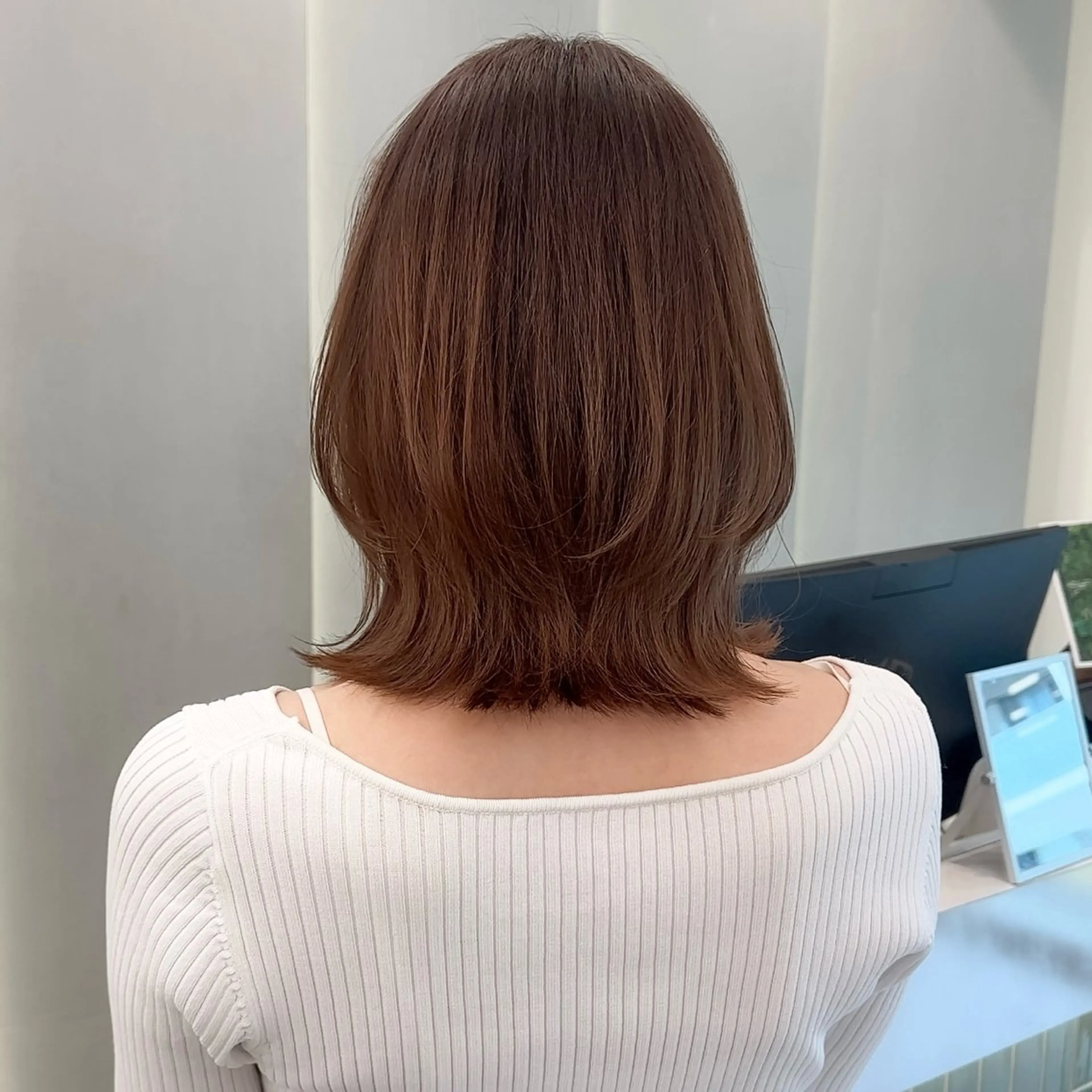 ミディアム カット ヘアカラー トリートメント 縮毛矯正/韓国ヘア /ボブ🪄ミズキのヘアスタイル