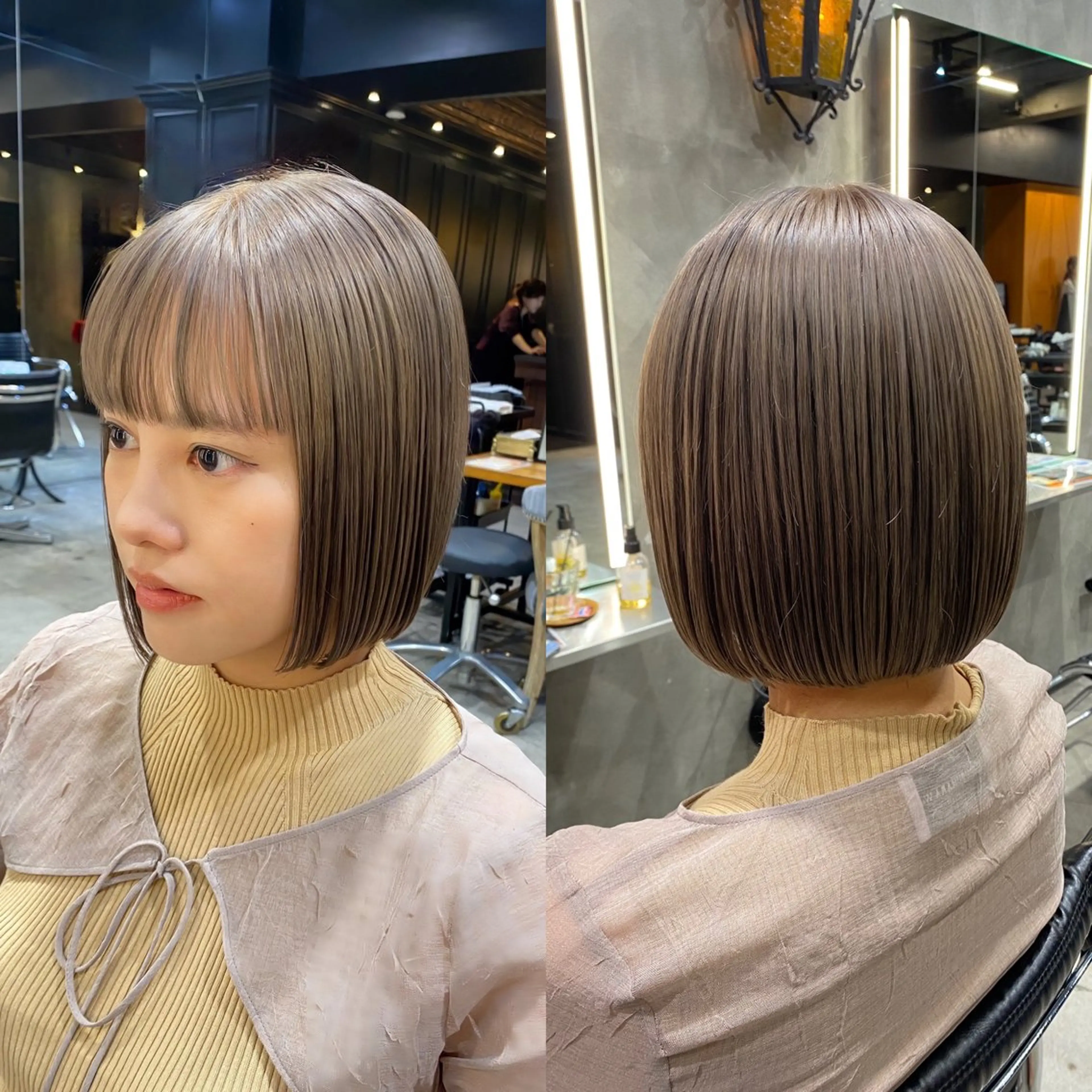 ショート カラー ベージュカラー ブリーチ ボブ ブリーチなしダブル カラー🧸🐺陽介のヘアスタイル