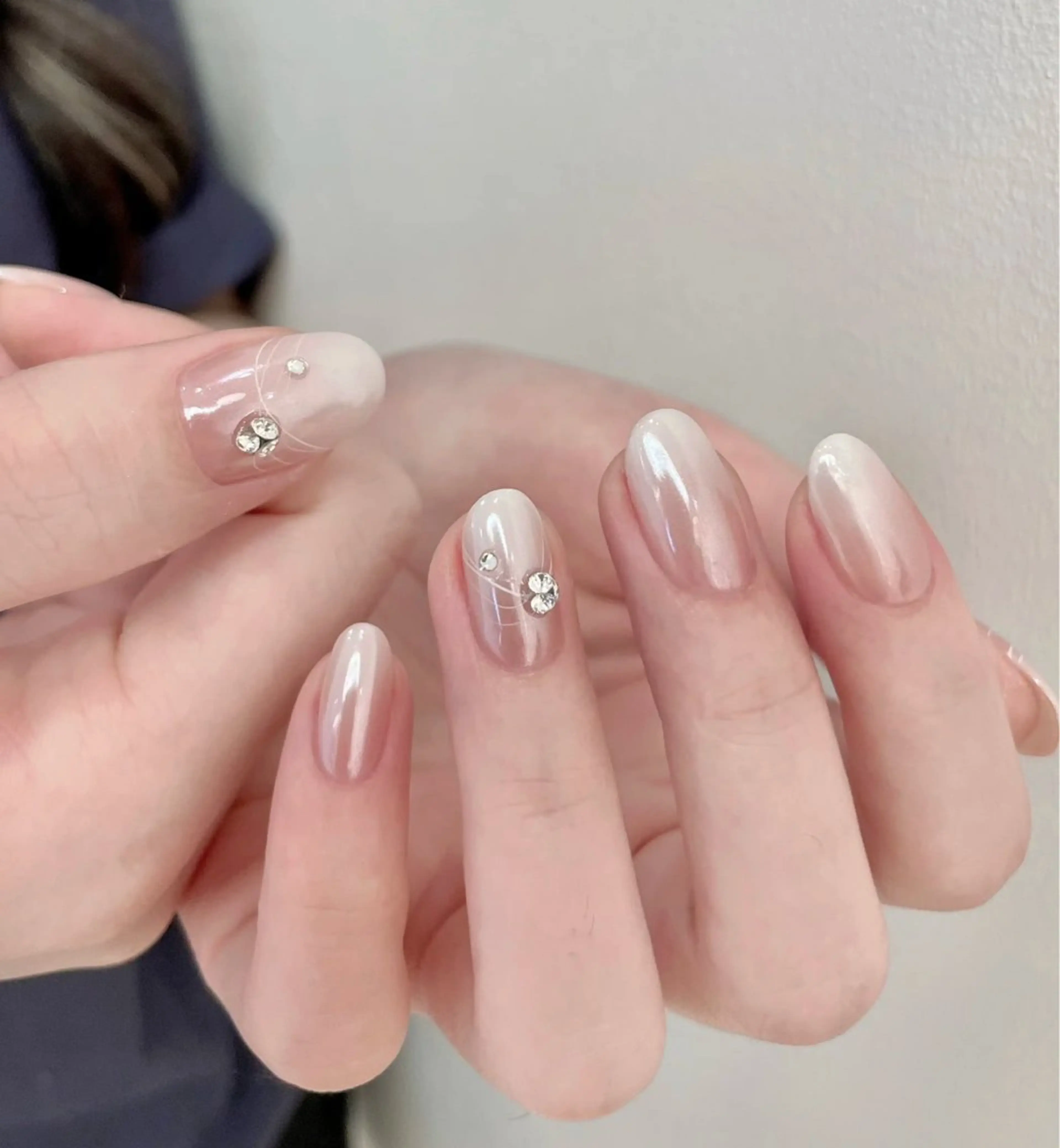 ネイル アートネイル オーロラネイル チークネイル フレンチネイル ガラスフレンチ ハンドネイル 🎀🎀YooLi Nail Salonのネイルデザイン