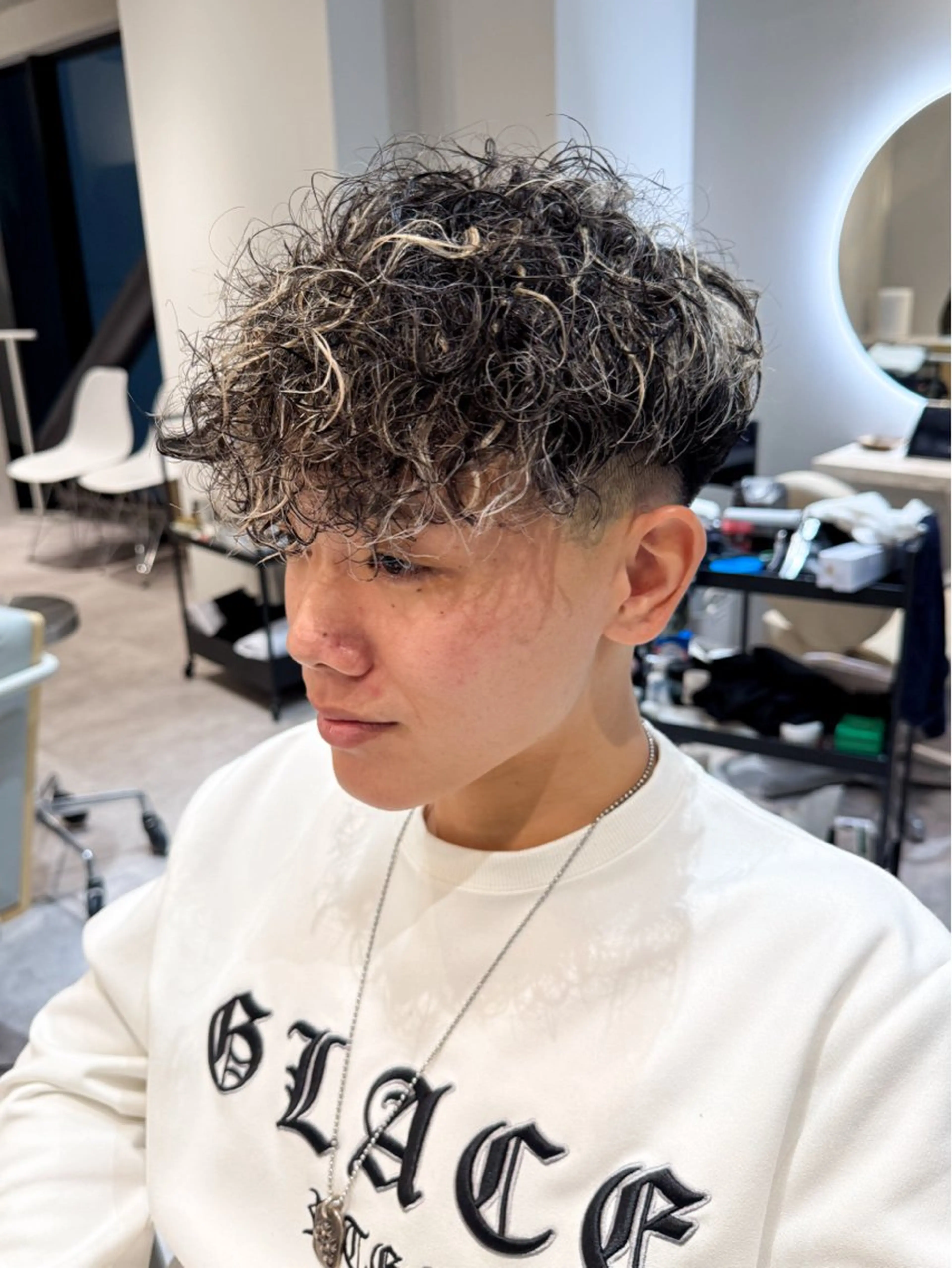 ショート カラー パーマ メンズ カット ヘアカラー パーマ warme所属・メンズパーマ メンズ特化ryoのヘアスタイル