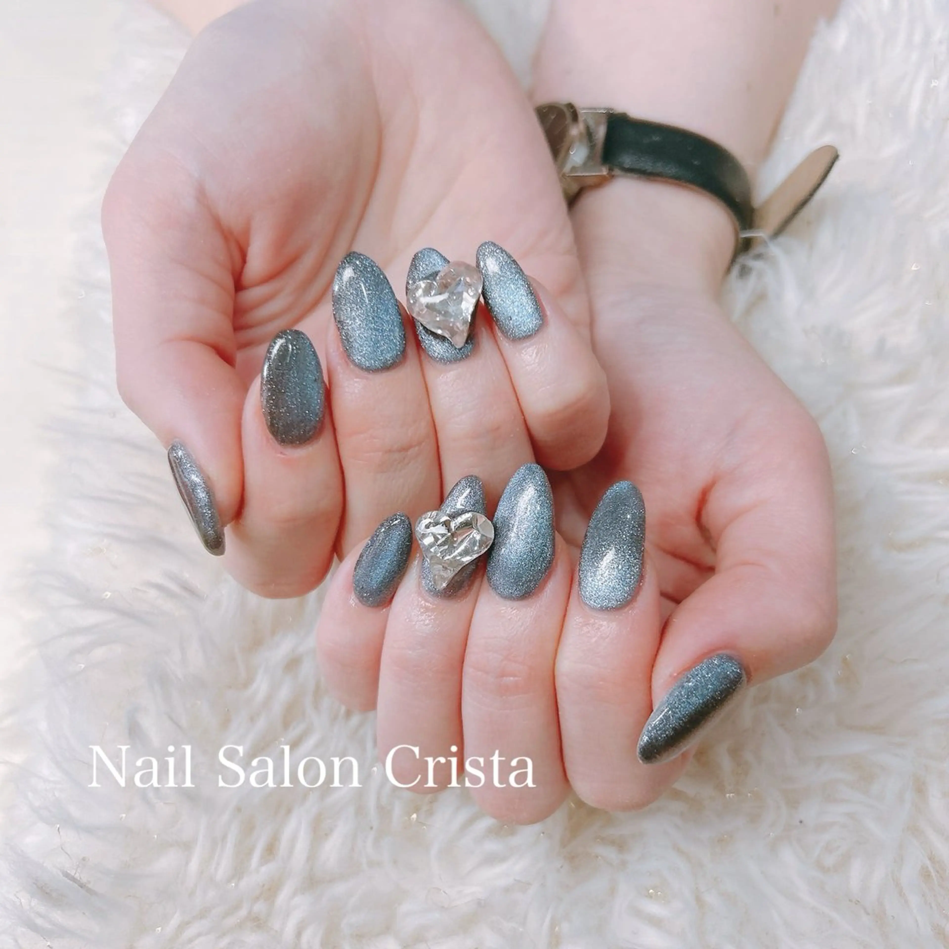ネイル ブルー フットネイル ジェルネイル マグネットネイル オフィスネイル ハンドネイル NAILSALON CRISTA所属・🤍CRISTA yui🤍のネイルデザイン