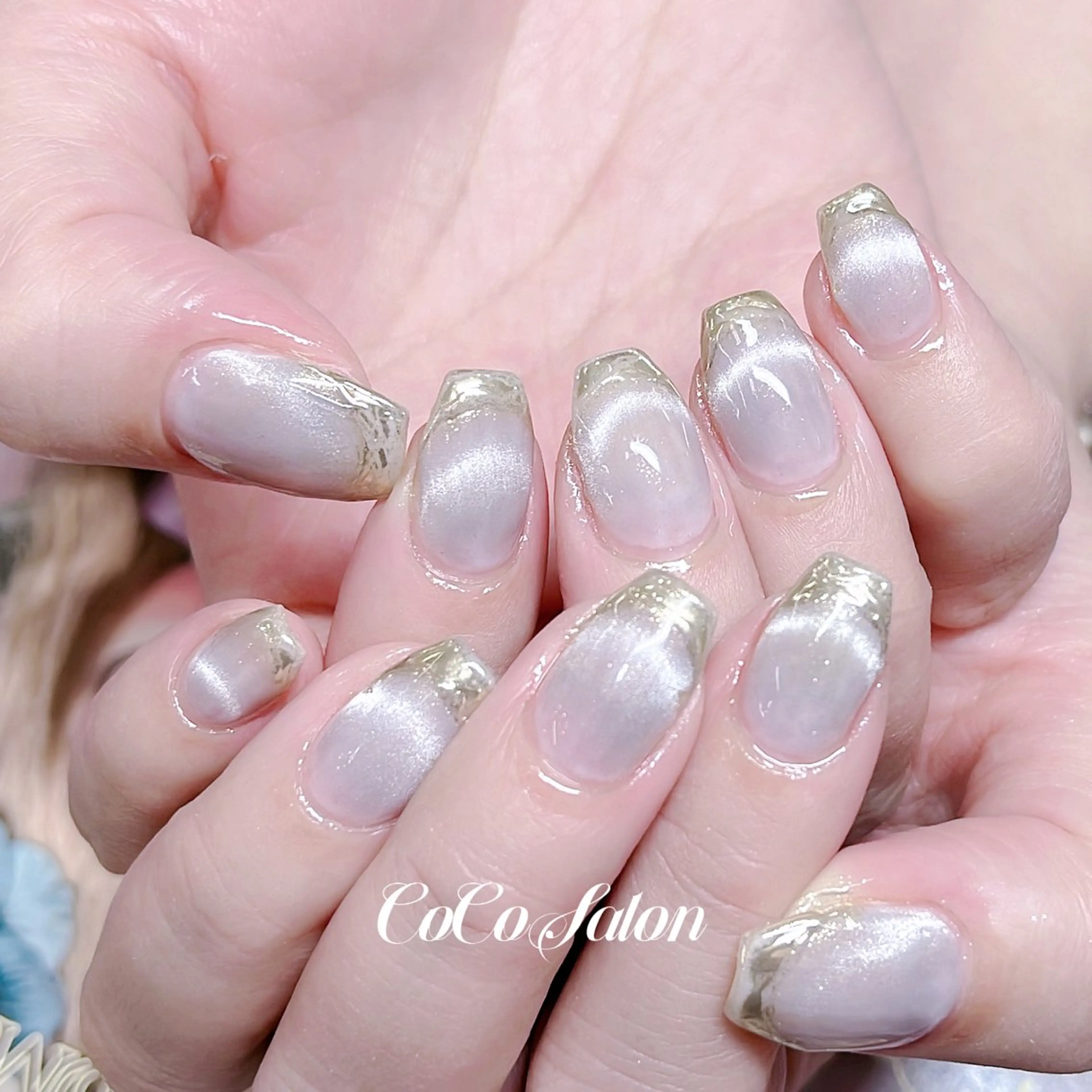 ネイル フレンチネイル ジェルネイル キラキラネイル マグネットネイル マグネットフレンチ ハンドネイル CoCoSalon ネイル/まつ毛予約のネイルデザイン