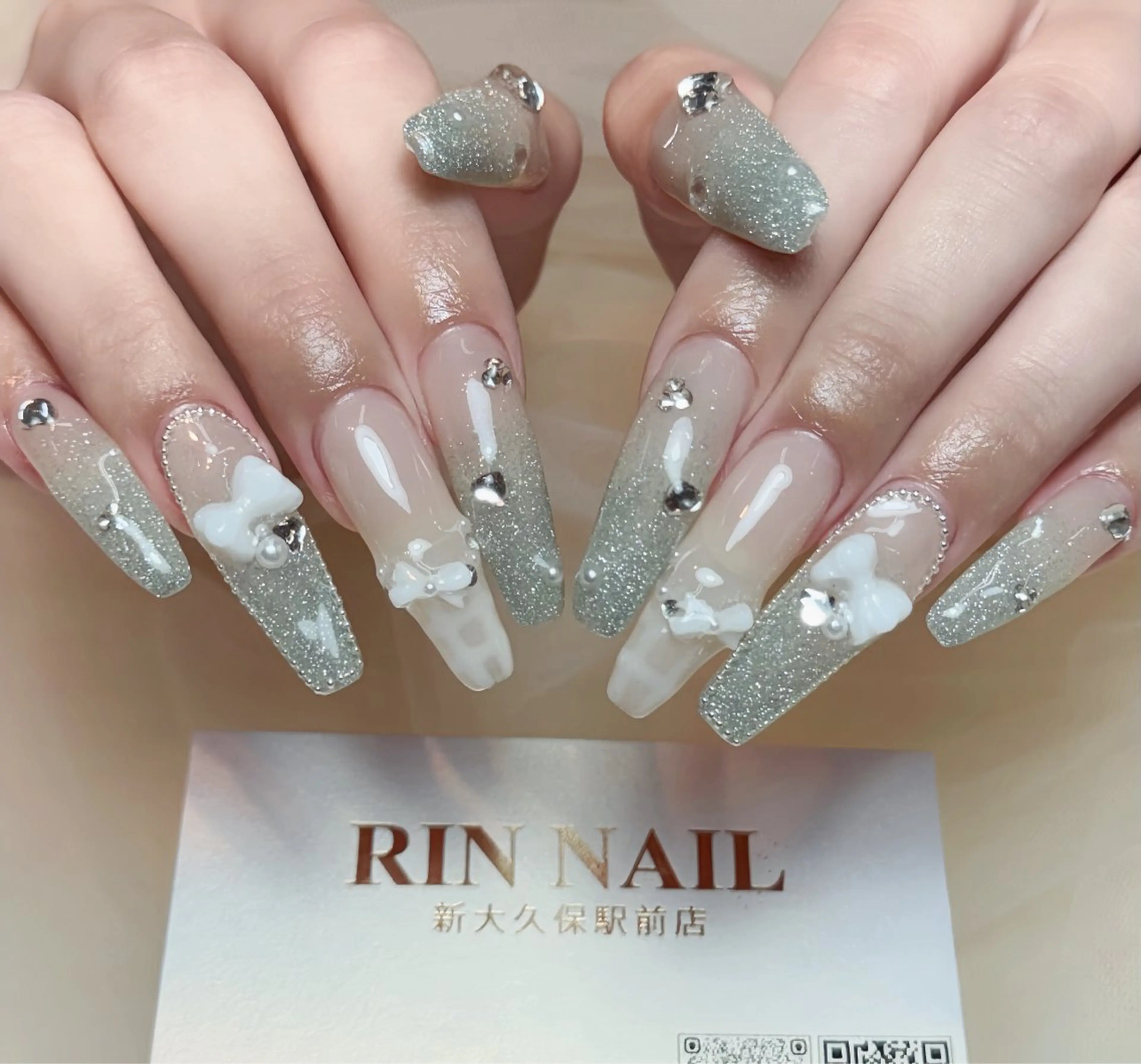 ネイル アートネイル 長さ出し ガーリー 韓国ネイル 持ち込み Rin Nail所属・Rin Nailのネイルデザイン