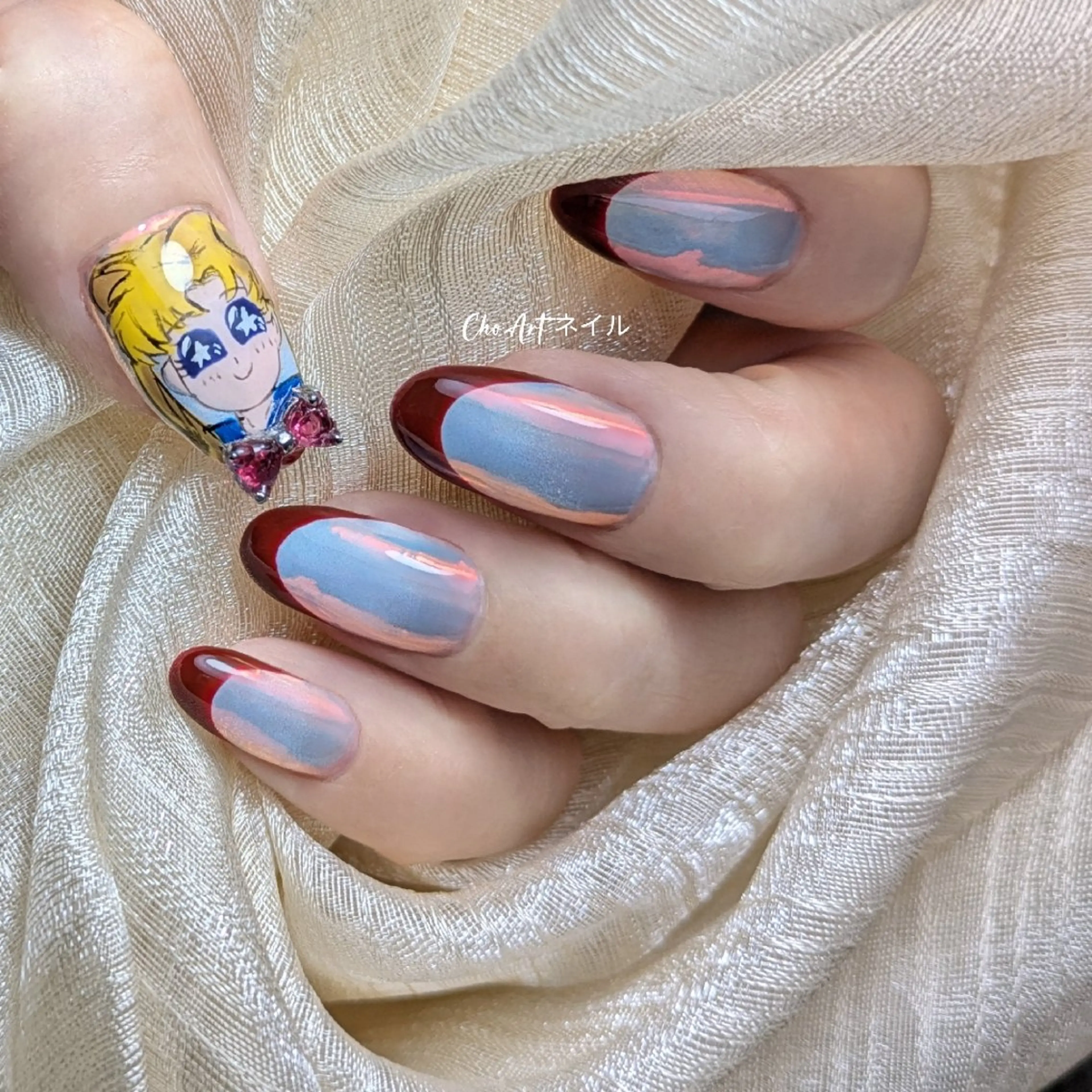 ネイル アートネイル オーロラネイル フレンチネイル ジェルネイル グラデーション Cho Artネイル所属・Cho Art ネイルのネイルデザイン