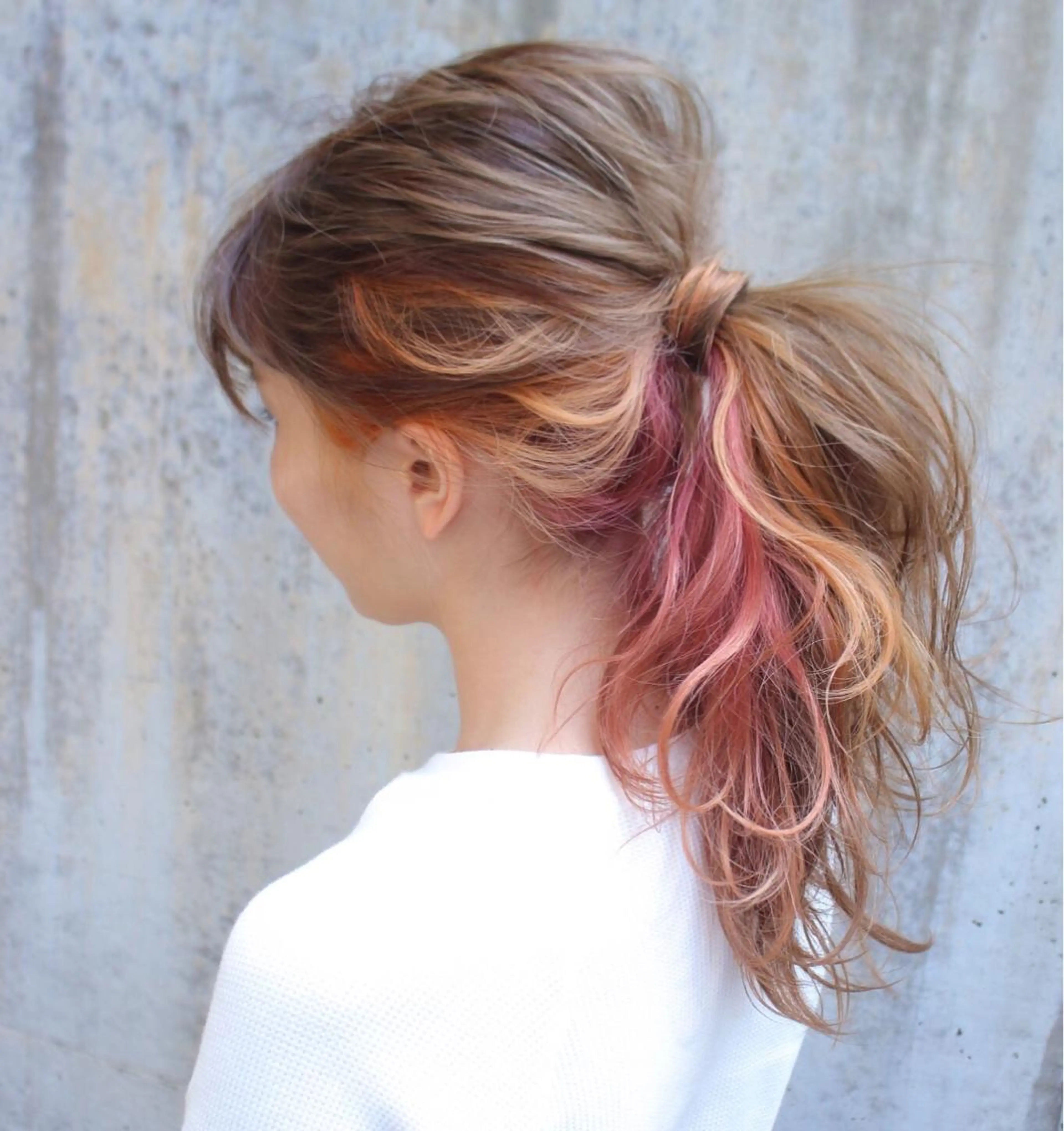 ロング カラー ヘアアレンジ インナーカラー オレンジ ピンクカラー レッドカラー ace share salon所属・桑原 祥のヘアスタイル